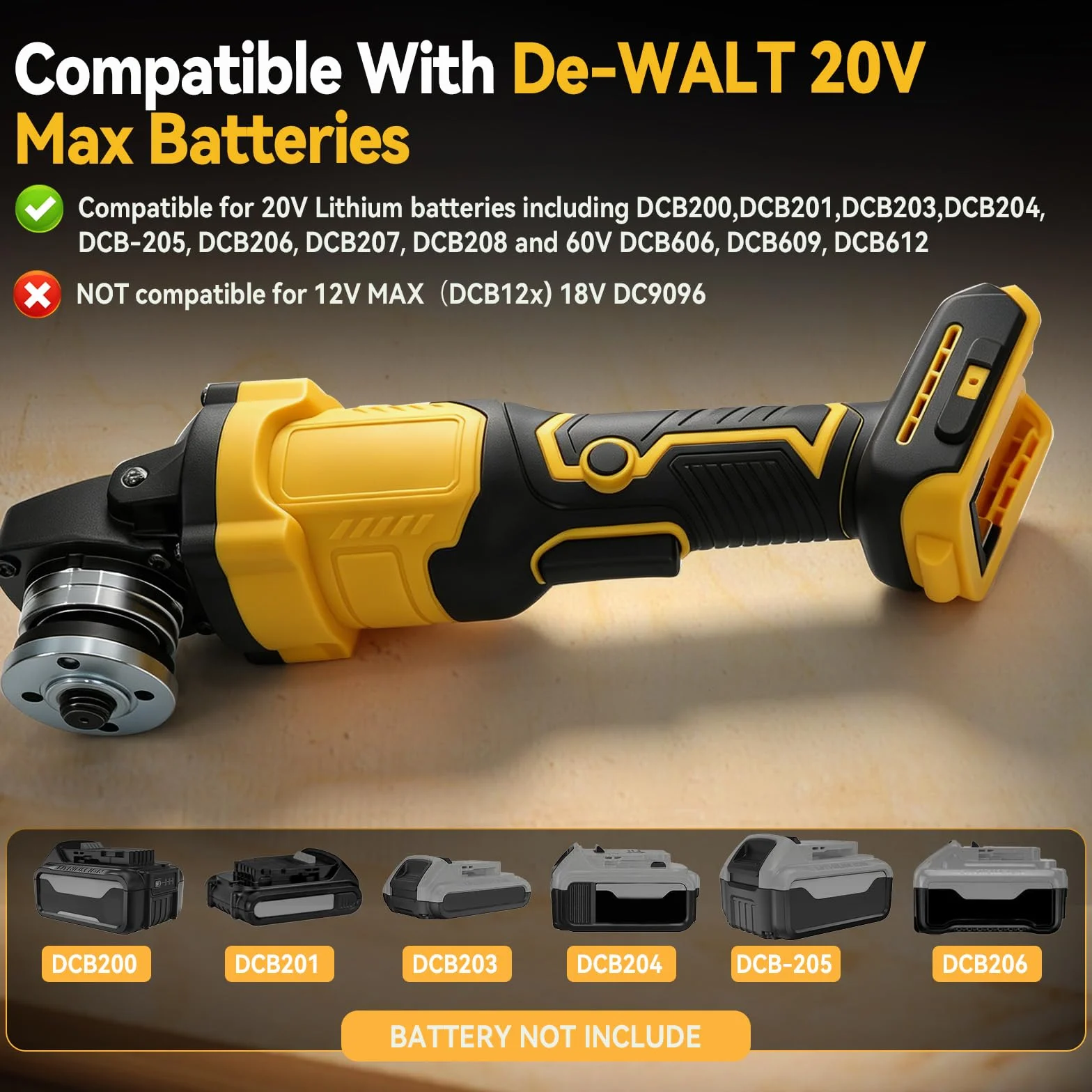 Akumulatorowa szlifierka kątowa o średnicy tarczy 125 mm, kompatybilna z akumulatorem Dewalt 18 V/20 V, bezszczotkowa szlifierka 7000 obr./min do cięcia, szlifowania i polerowania (tylko narzędzia