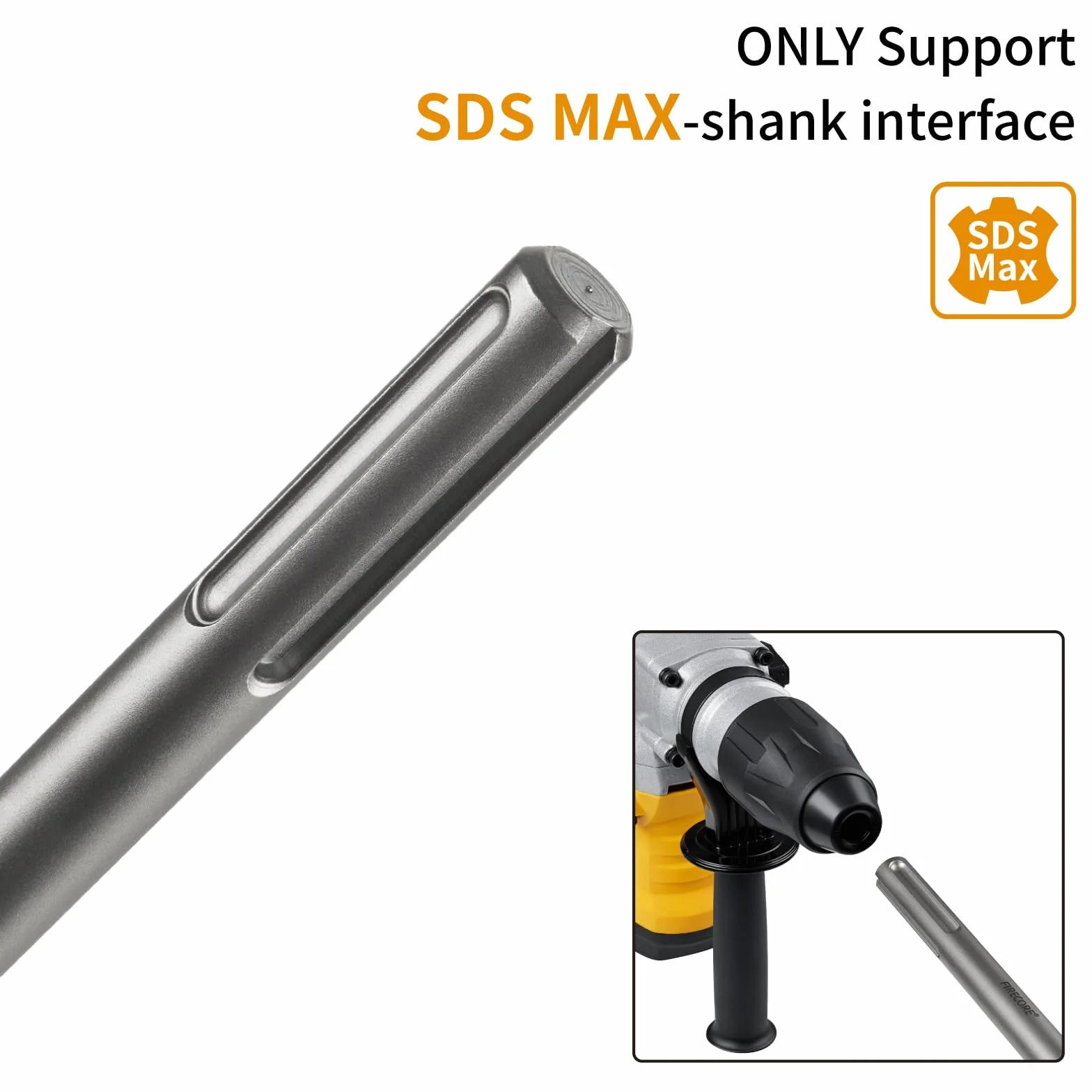 Firecore Dłuto do płytek SDS Max 300 × 80 mm wygięte dłuto, szerokie dłuto płaskie, kompatybilne z młotkami SDS-Max FS18313