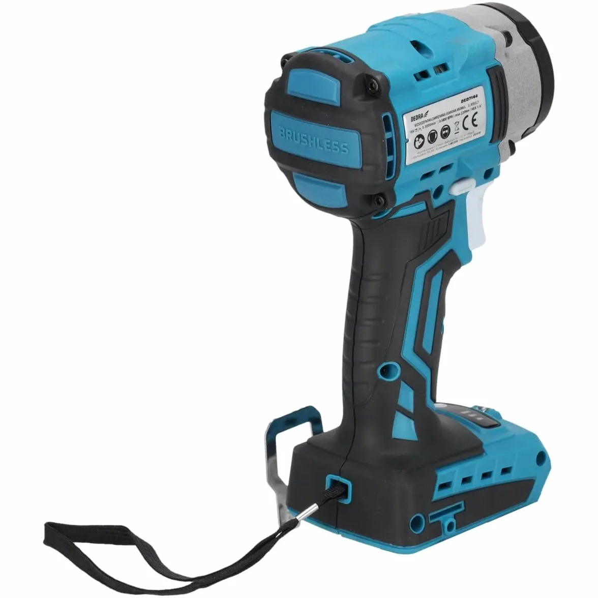 Dedra DED7144 – zakrętarka bezszczotkowa kompaktowa 18 V, moment obrotowy 220 Nm, 3 prędkości obrotowe, uchwyt 1/4" HEX, LED, ergonomiczna rękojeść