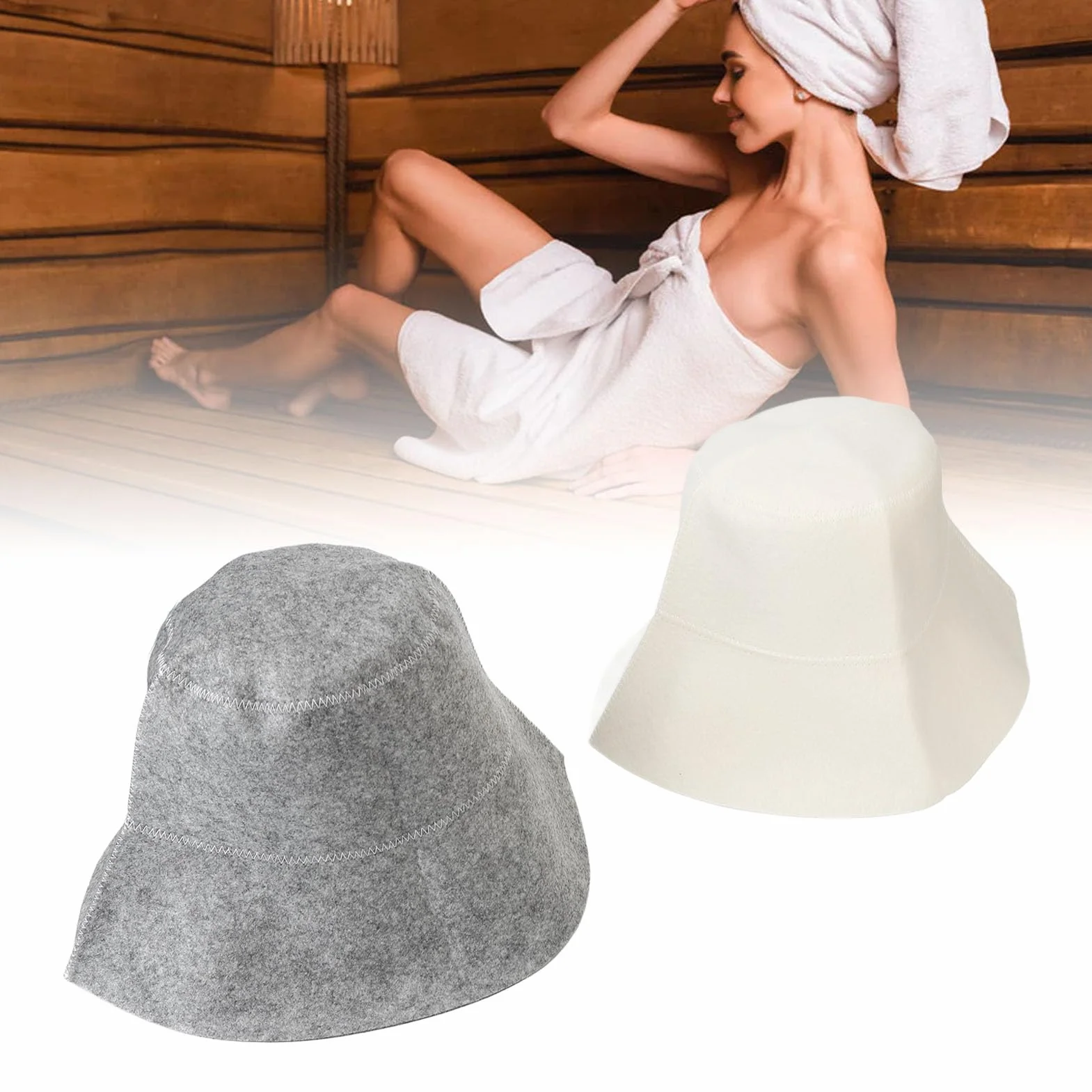Czapka do Sauny Ochrona Głowy Absorpcja Wody Biała Szara