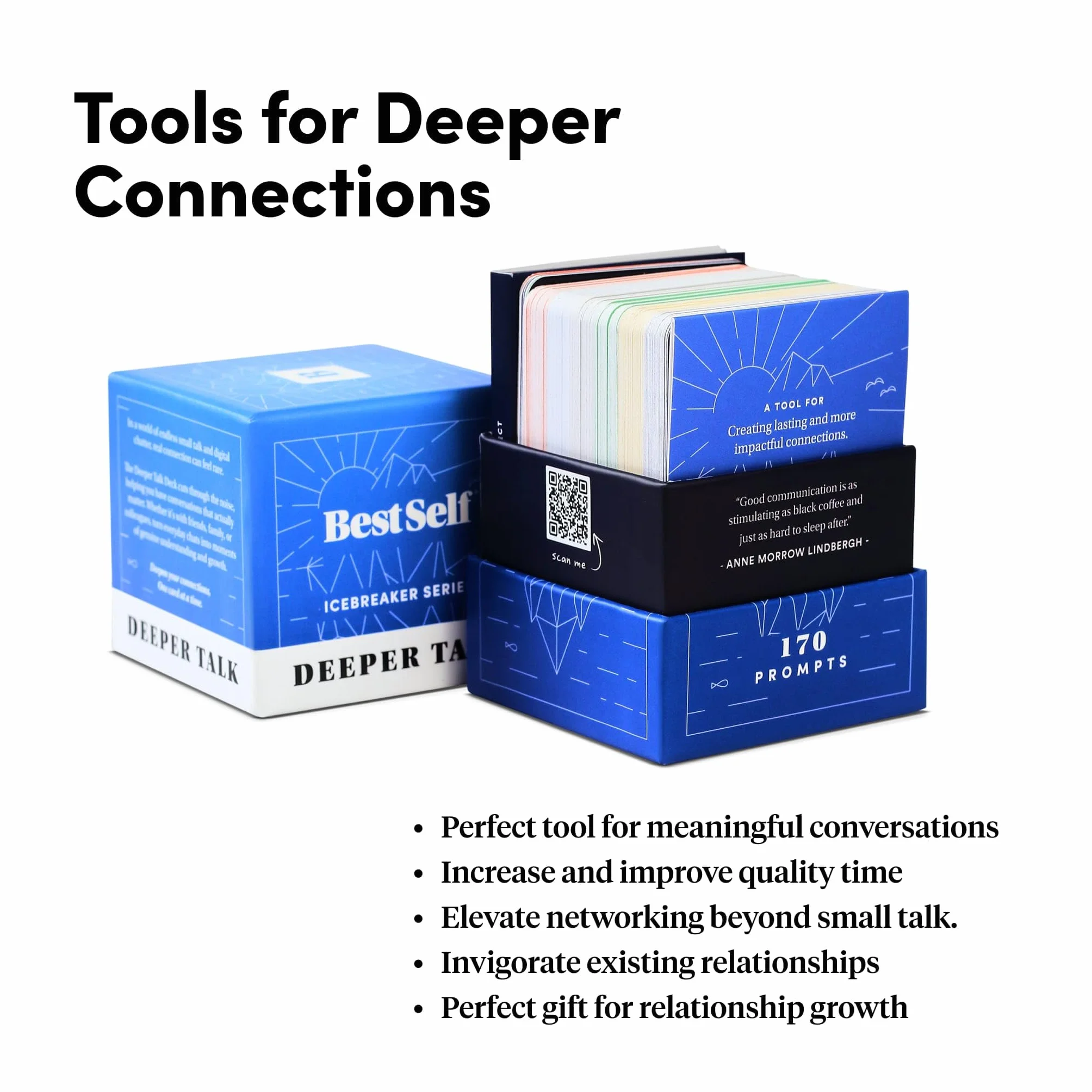 BestSelf Conversation Starter DeepTalk Deck – 150 podpowiedzi, narzędzie do nawiązywania i wzmacniania relacji