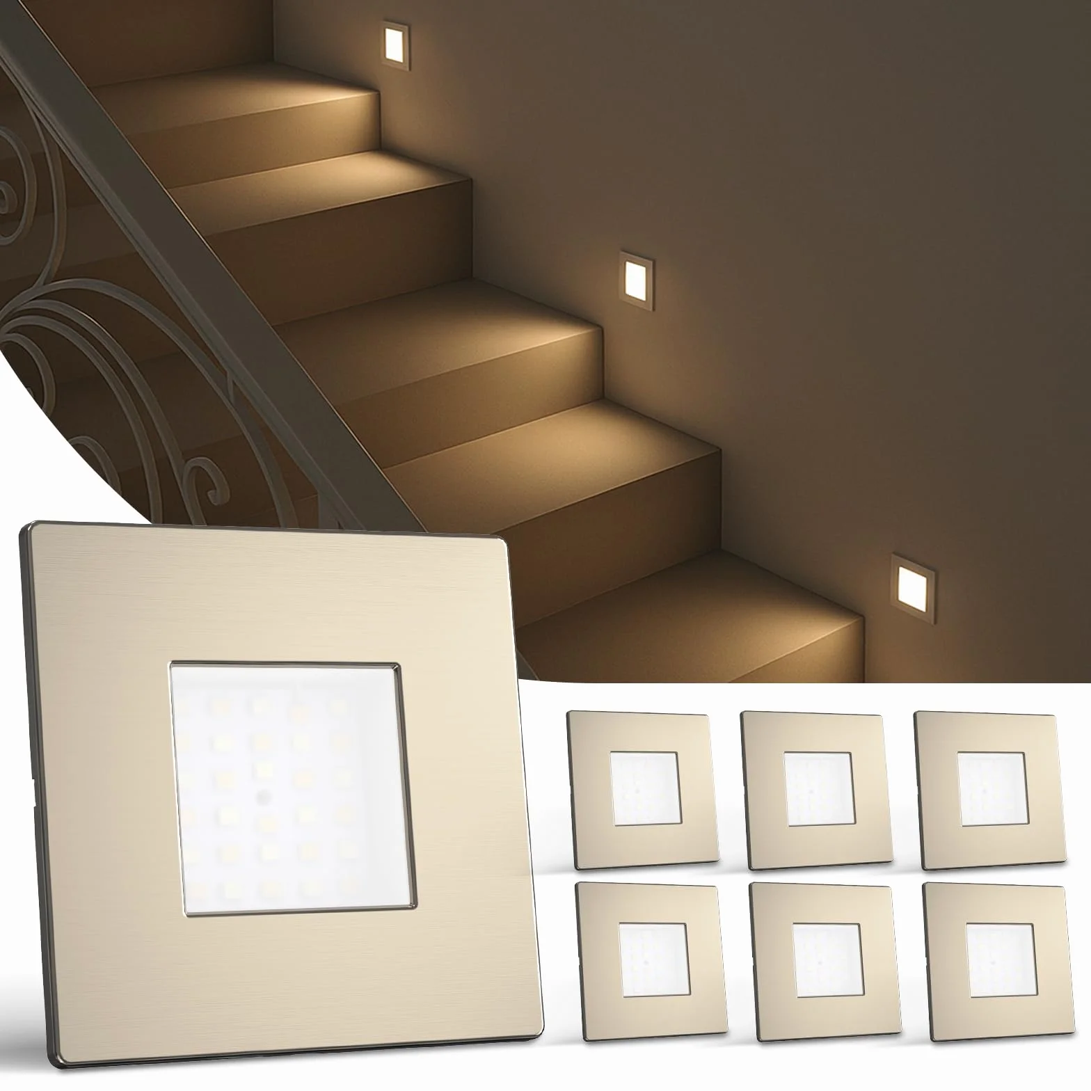 ALUSSO 6 sztuk LED oświetlenie schodowe/oświetlenie do montażu w ścianie, SN