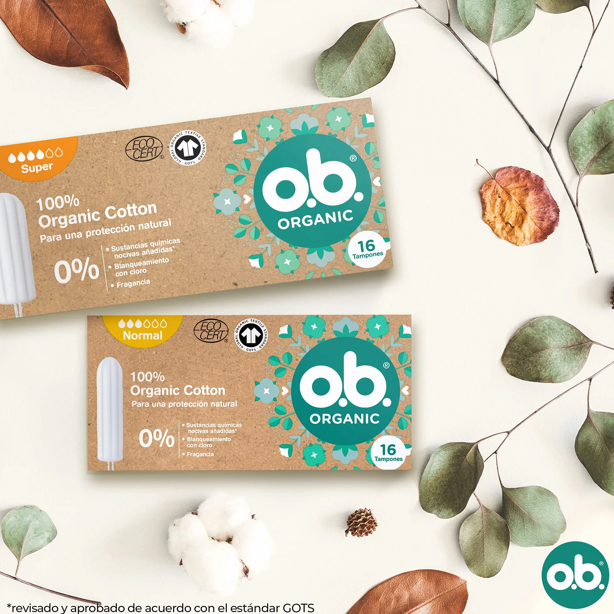 ORGANIC Tampony ze 100% bawełny organicznej 16 szt., bez aplikatora, normalna chłonność