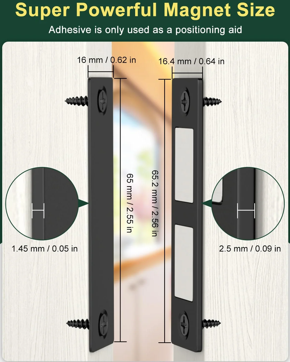 Jiayi Ultra cienki zatrzask magnetyczny, mocne, 4 sztuki, magnesy do drzwi szafy, szuflady, zamknięcie magnetyczne do szafy, podwójne magnesy do zamykania mebli, szafy, drzwi, kolor czarny