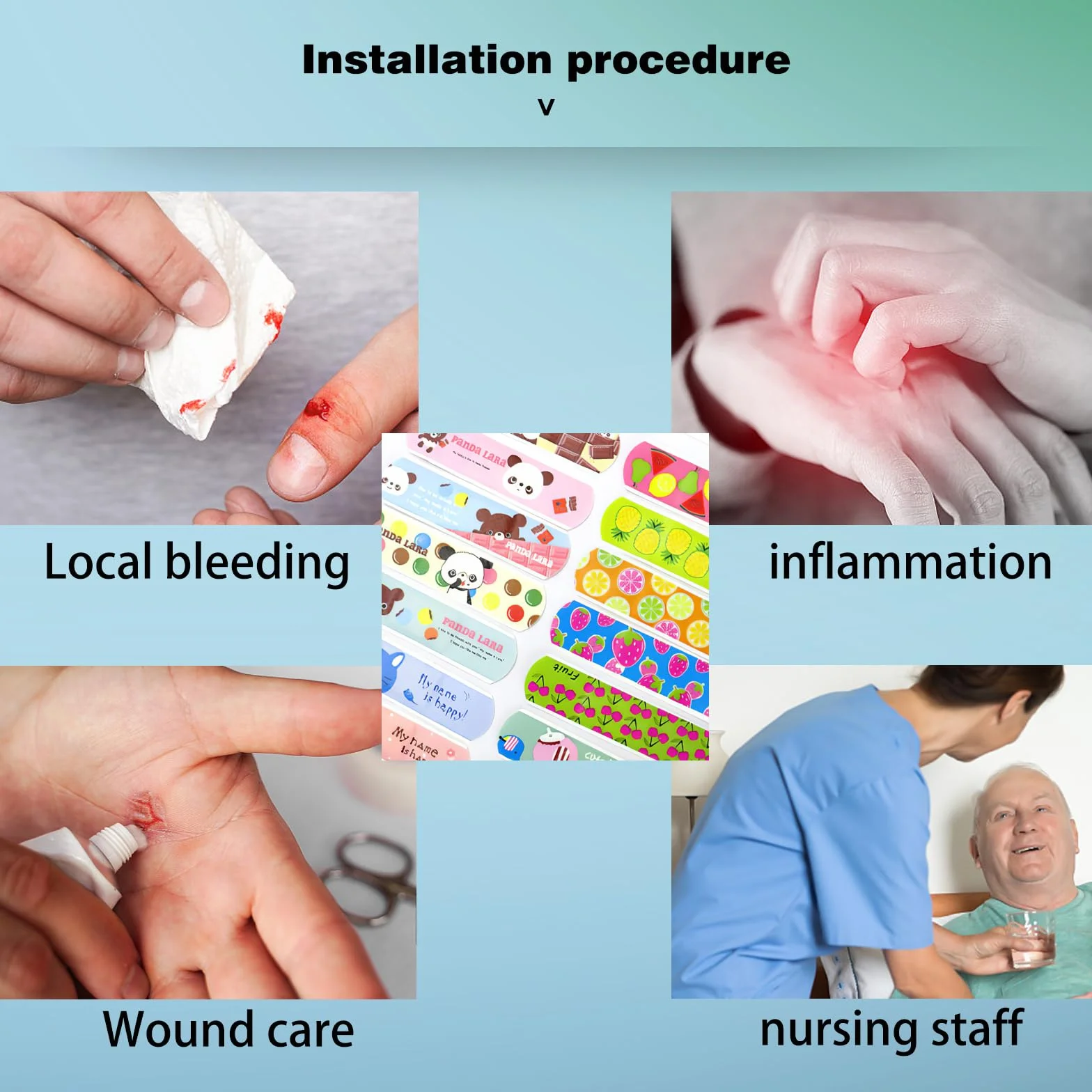100 plastrów dla dzieci, wodoodporny, nie zawiera lateksu, hipoalergiczny, kolorowy plaster dla dzieci, testowane klinicznie, oddychające