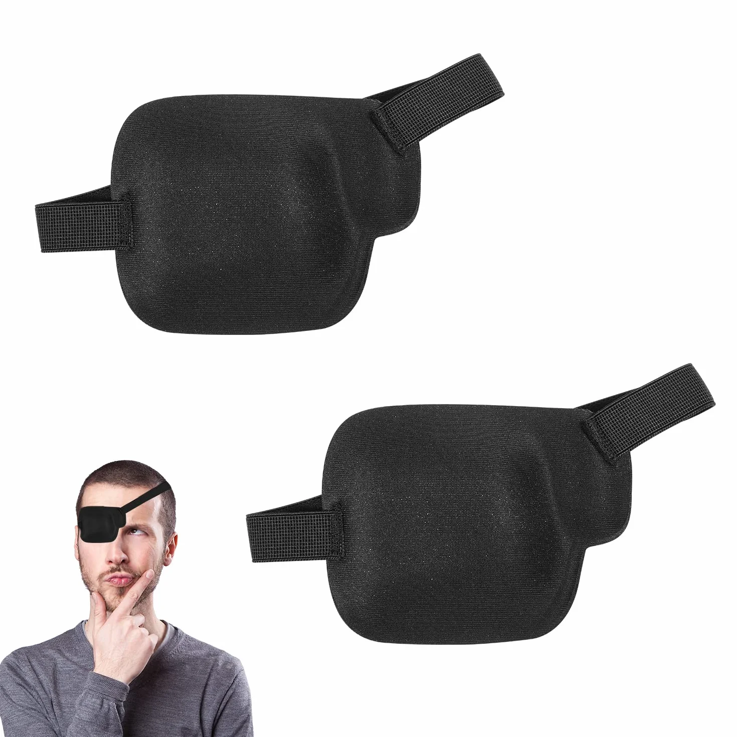2 Szt. Opaski na Oczy, Regulowane Eye Patch Kids Lazy Eye na Prawe Oko Wygodna Medyczna Opaska na Oko Czarna