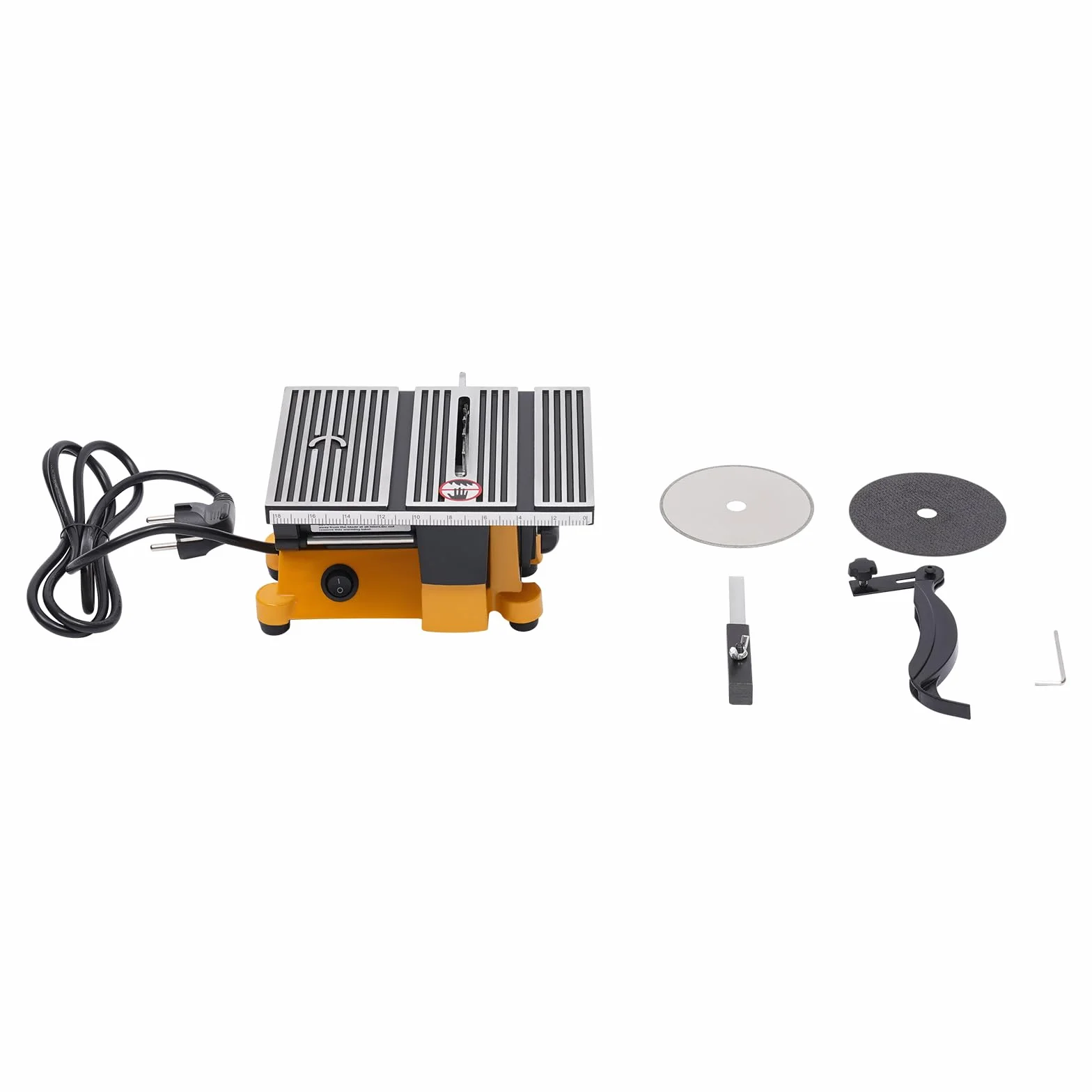 Stołowa piła tarczowa 90 W, mini elektryczna piła stołowa, 220 V, 4500 obr./min, średnica brzeszczotu 10 cm, rozmiar stołu 190 x 142 mm dla przemysłu, przemysłu meblarskiego, zakładów obróbki drewna
