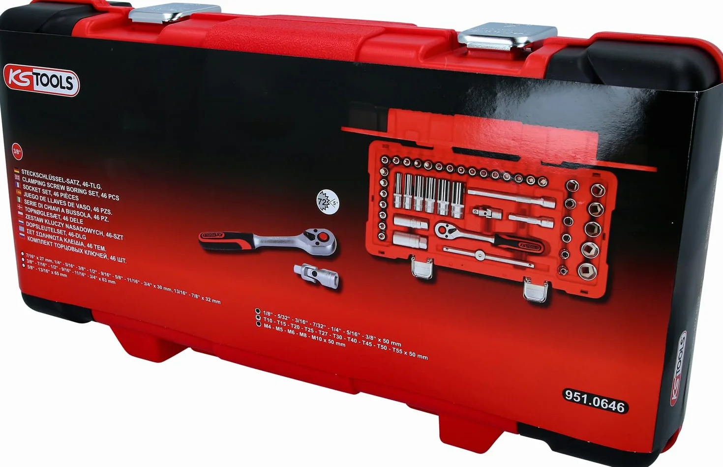 KS Tools 951.0646 3/8" Zestaw kluczy nasadowych, 46-szt
