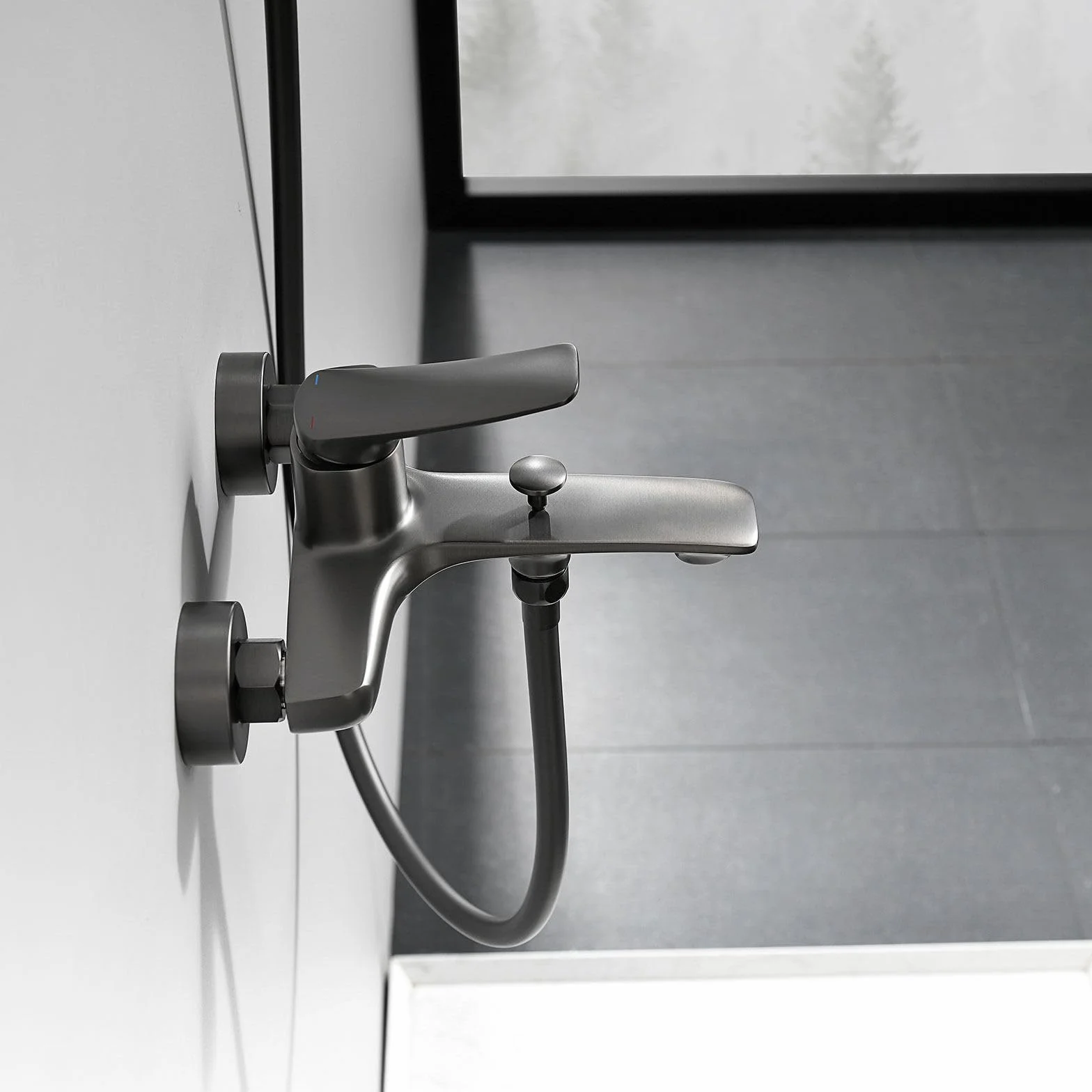 Bateria kuchenna naścienna bateria wannowa, bateria wannowa z 3 trybami prysznica ręcznego i prosty system prysznicowy, wkłady do wanny do kąpieli, mosiężny wypełniacz wanny, jednouchwytowa