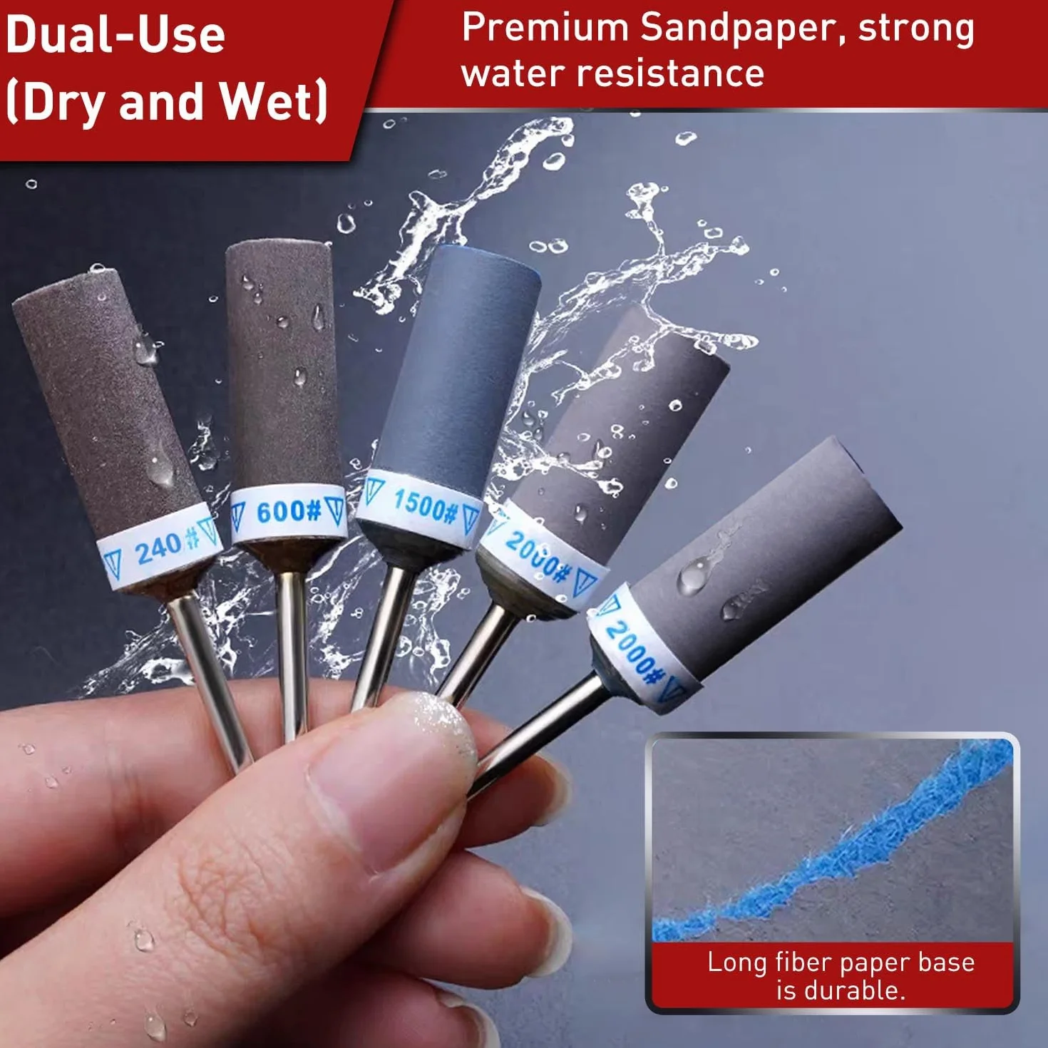 25 Sztuk Tulejek Szlifierskich do Dremel Narzędzi Obrotowych,Bębny Szlifierskie Trzonem O Średnicy 3mm, Ziarnistość 180/240/600/1000/1500/2000 do Szlifowania i Polerowania, Usuwanie Rdzy z Metalu