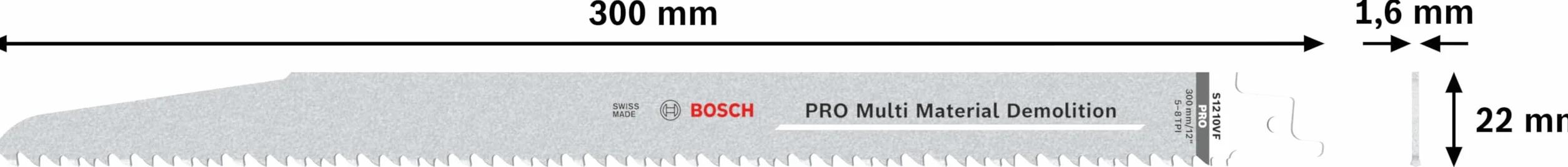 Bosch Brzeszczot do piły szablastej S1210VF Multi Material 300 mm Demolition