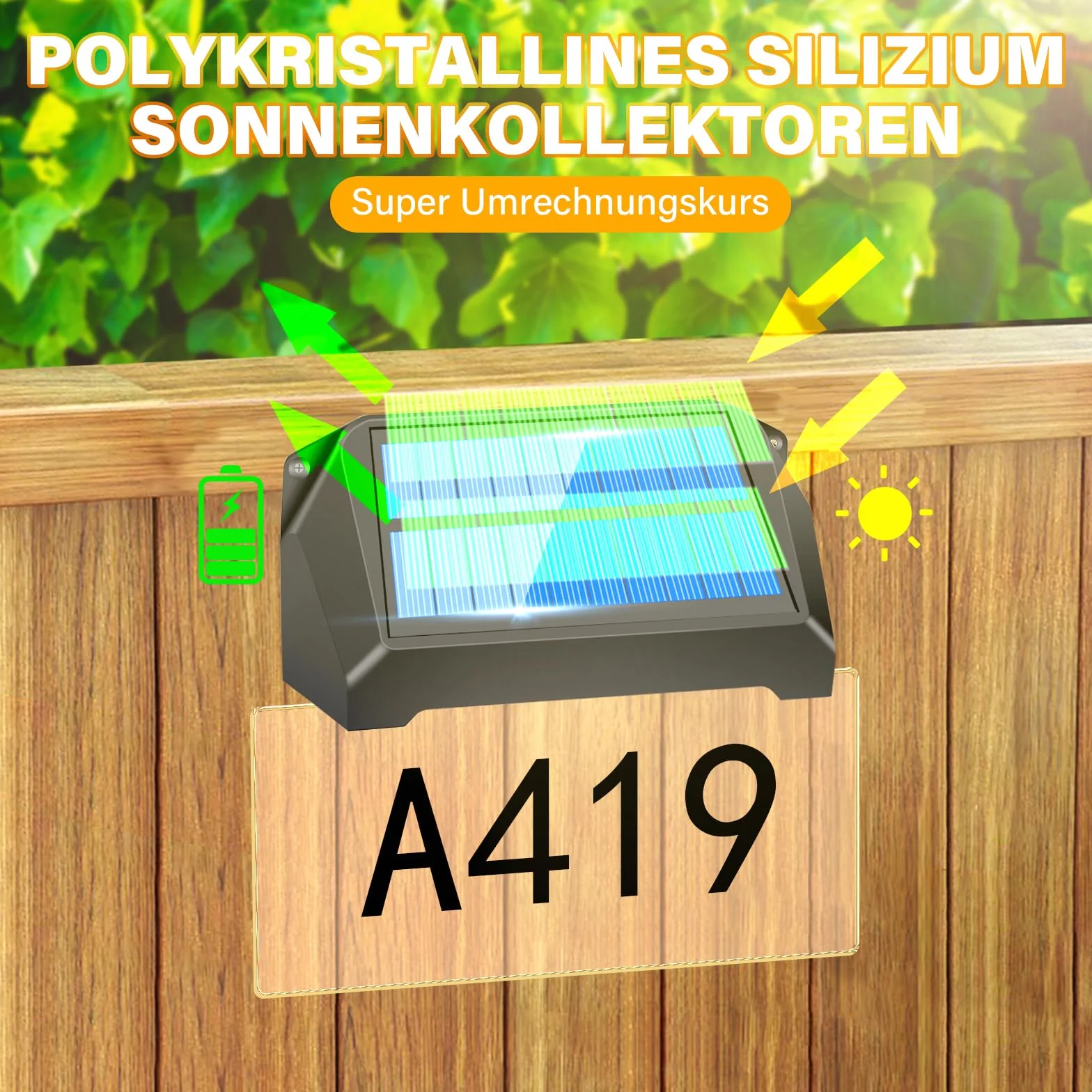 Solarnie podświetlany numer domu, lampa z numerem domu, nazwa ulicy 1200 mAh, płyta akrylowa, IP65, wodoszczelna do zewnętrznych tablic adresowych, 10 kolorów