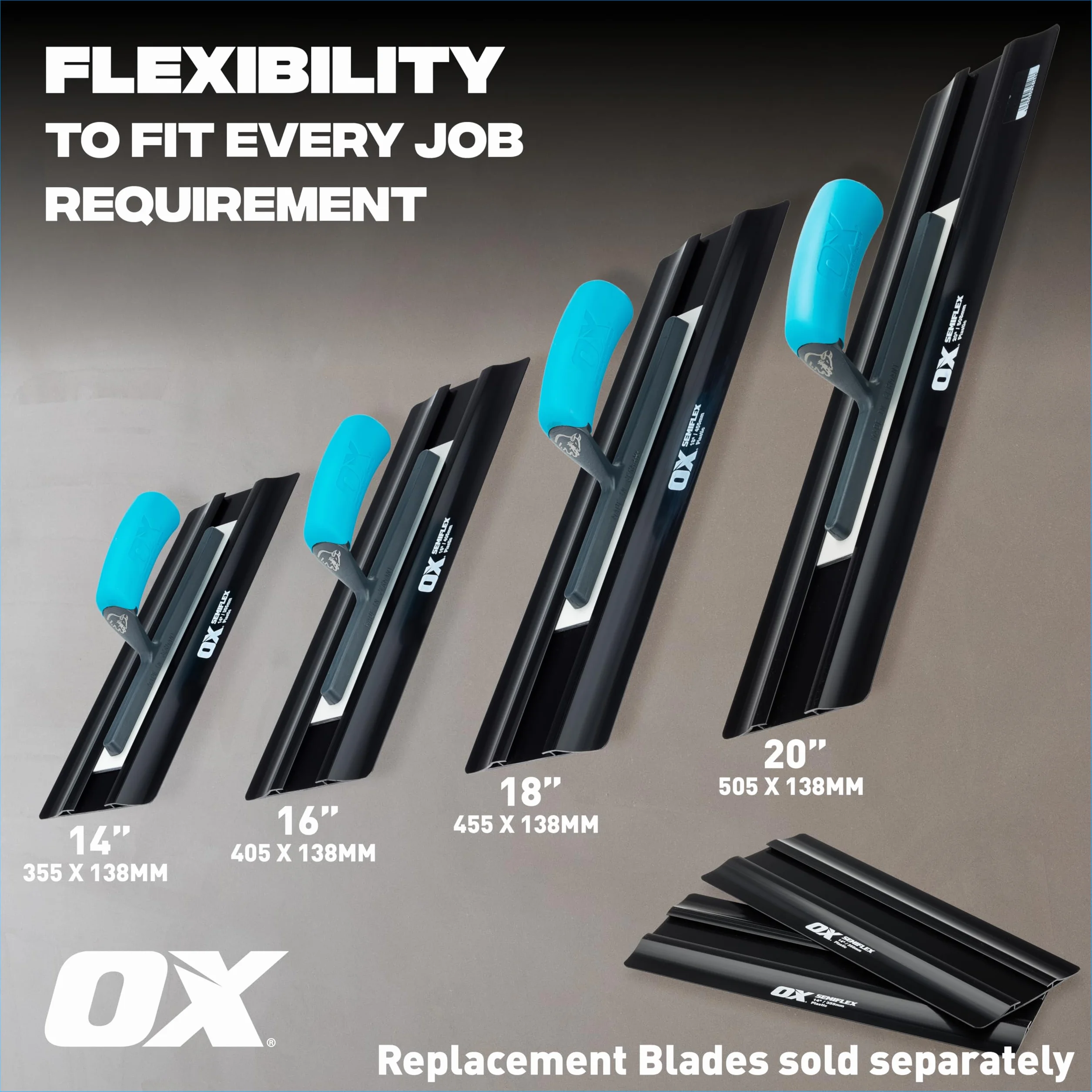 OX Pro Semi flex Plastic Trowel 14 cali / 355 x 138 mm