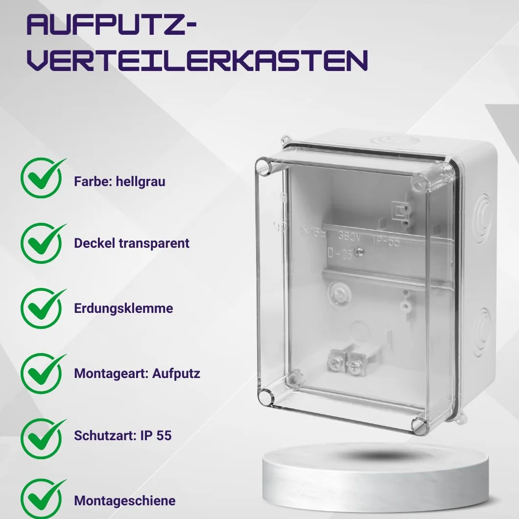 ELEKTRO-PLAST Skrzynka rozdzielcza ścienna IP55, skrzynka rozdzielcza 158 x 118 x 97 cm, przezroczysta obudowa TH35