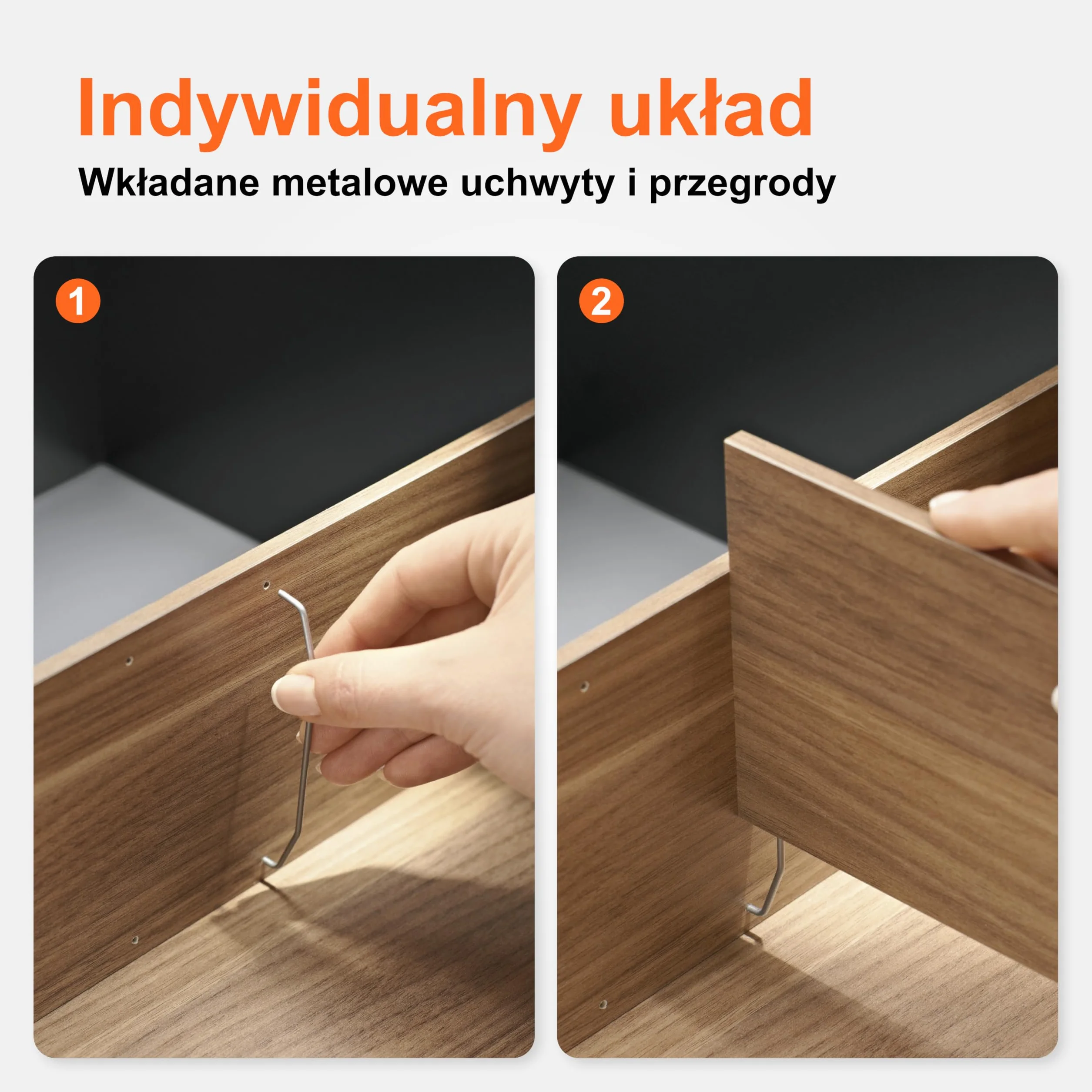 blum AMBIA-LINE organizer szuflady w premium dekorze drewna | idealny kuchnia, łazienka, garderoba | użycie modułowe i pewne trzymanie dzięki nóżkom antypoślizgowym | 42×10×5 cm | Dąb Nebraska