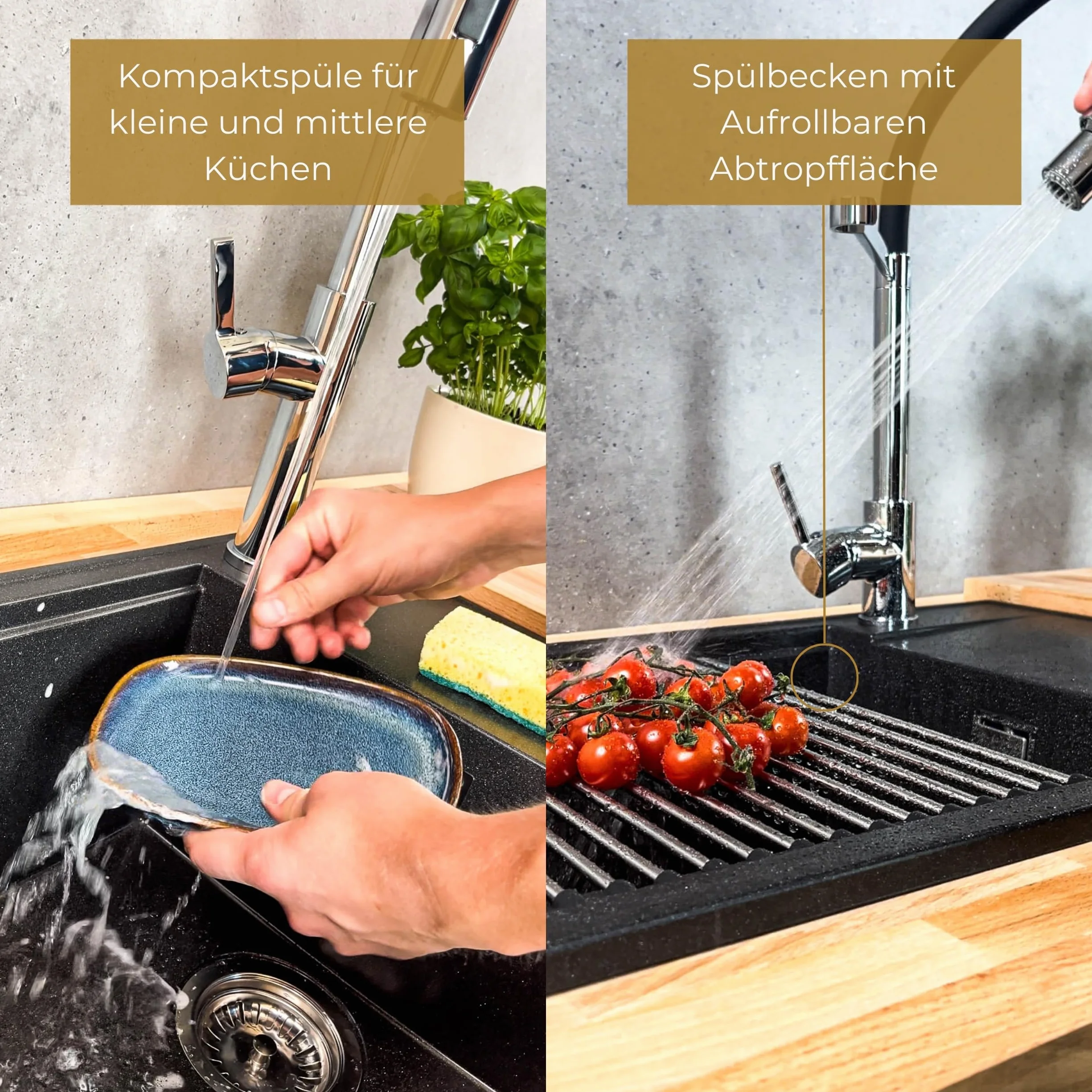 SINK QUALITY zlewozmywak biały z zestawem armatury 62x46 cm – zlewozmywak z kranem, syfon PUSH czarny, ociekacz, środek impregnujący – kompletny zestaw zlewozmywaka kuchennego do szafki dolnej 55 cm