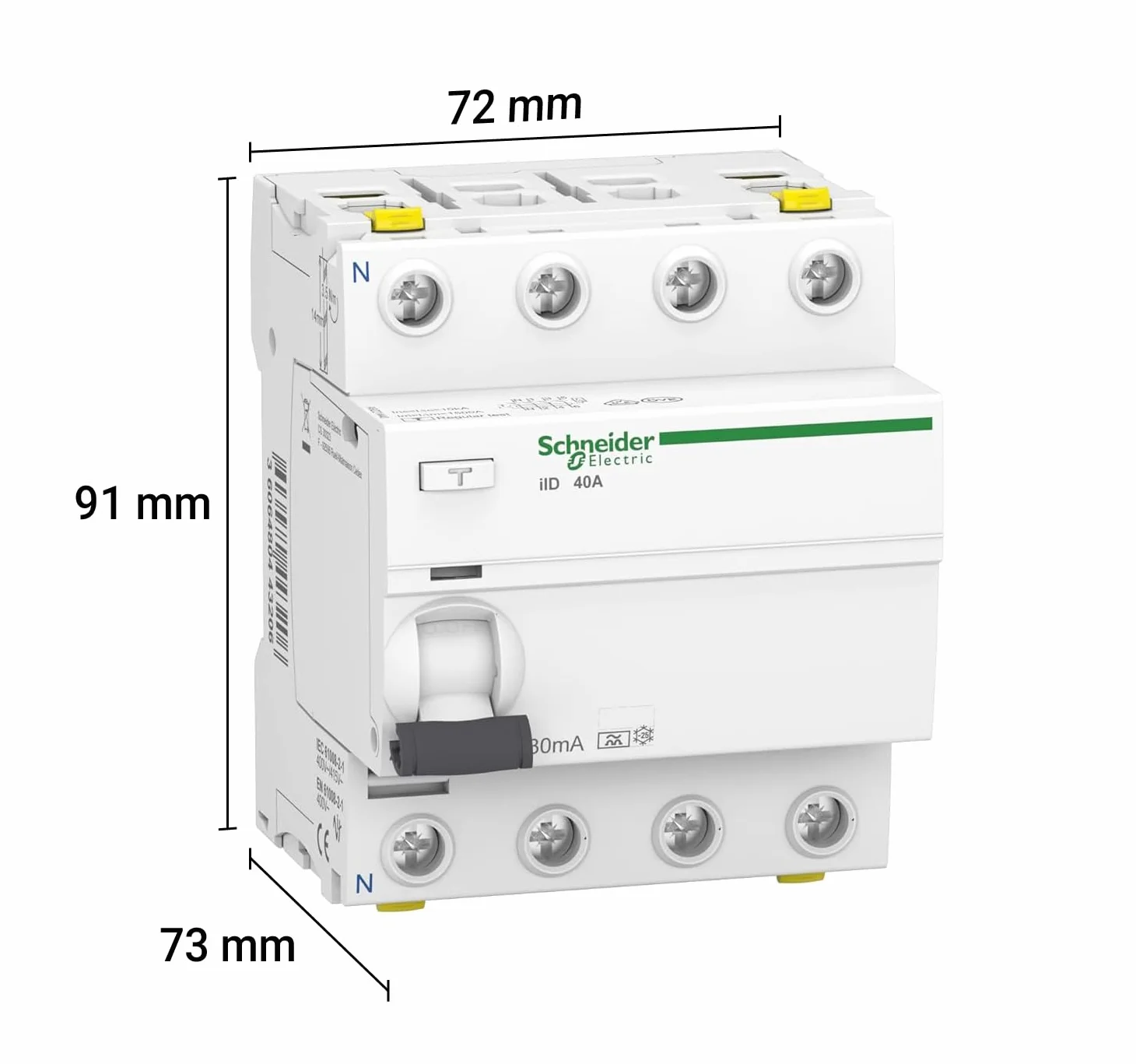 Schneider Electric Wyłącznik Różnicoprądowy, Biały, Typ A