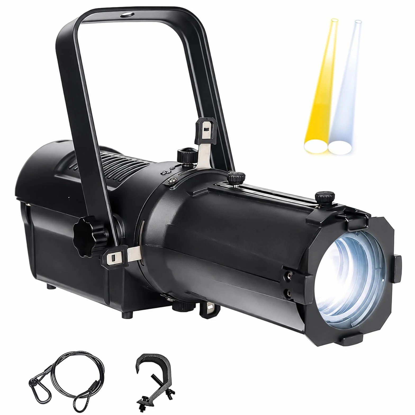 Leko Profil LED projektor 100 W Zoom 15°-28° DMX512 2700K / 7500K gorący/zimny, ręczny ogień, 4 lamele, oświetlenie sceniczne galerie wystawowe