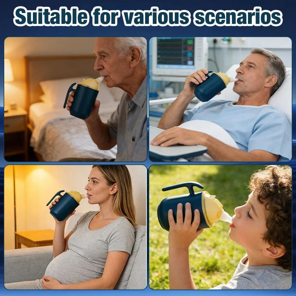 Kubek z dzióbkiem 3 w 1 400 ml szczelny dla seniorów niebieski