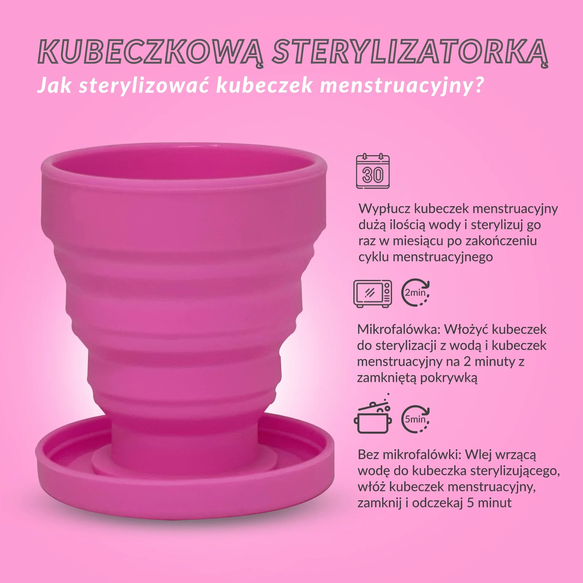 Zestaw 2 Kubeczki Menstruacyjne Rozmiary S i L ze Sterylizatorką