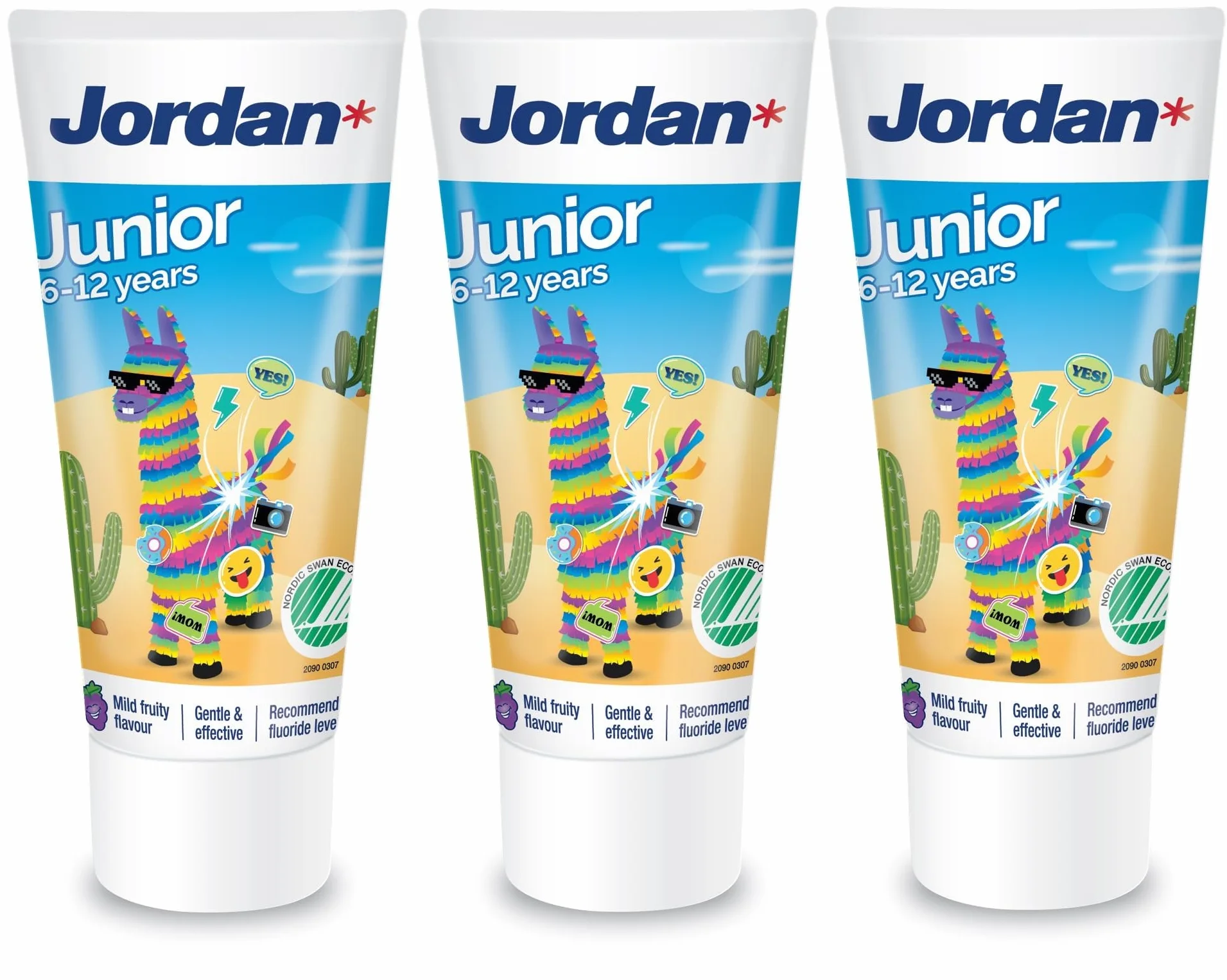 Jordan ® | pasta do zębów dla dzieci w wieku 6-12 lat | łagodny owocowy smak | 150 ml x 3