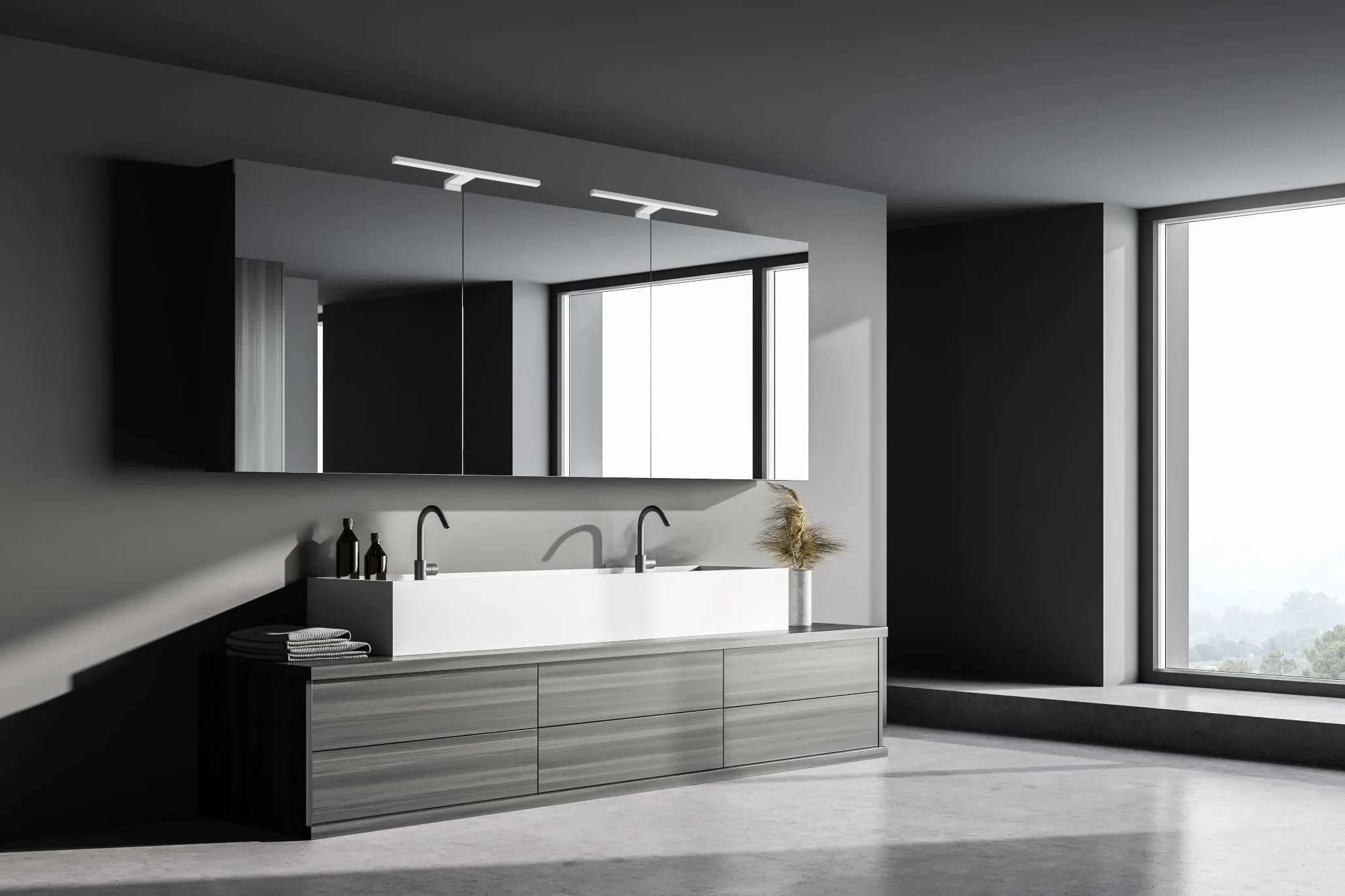 SEBSON Lampa LED do lustra 60 cm, łazienka IP44, lampa montażowa + lampa zaciskowa, neutralna biel 4000 K, 600 x 108 x 44 mm, 12 W, 900 lm, aluminium, oświetlenie do makijażu