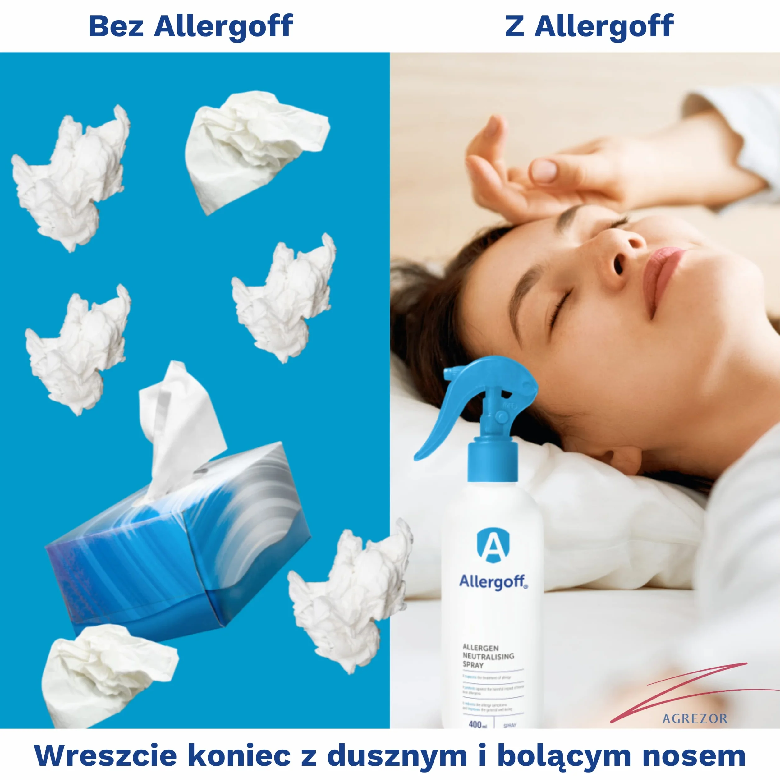 Allergoff spray na roztocza - spray na roztocza do materacy, łóżek, sof i tekstyliów - skuteczna kontrola roztoczy i alergenów - przeciw pyłkom, grzybom pleśniowym i alergenom zwierząt