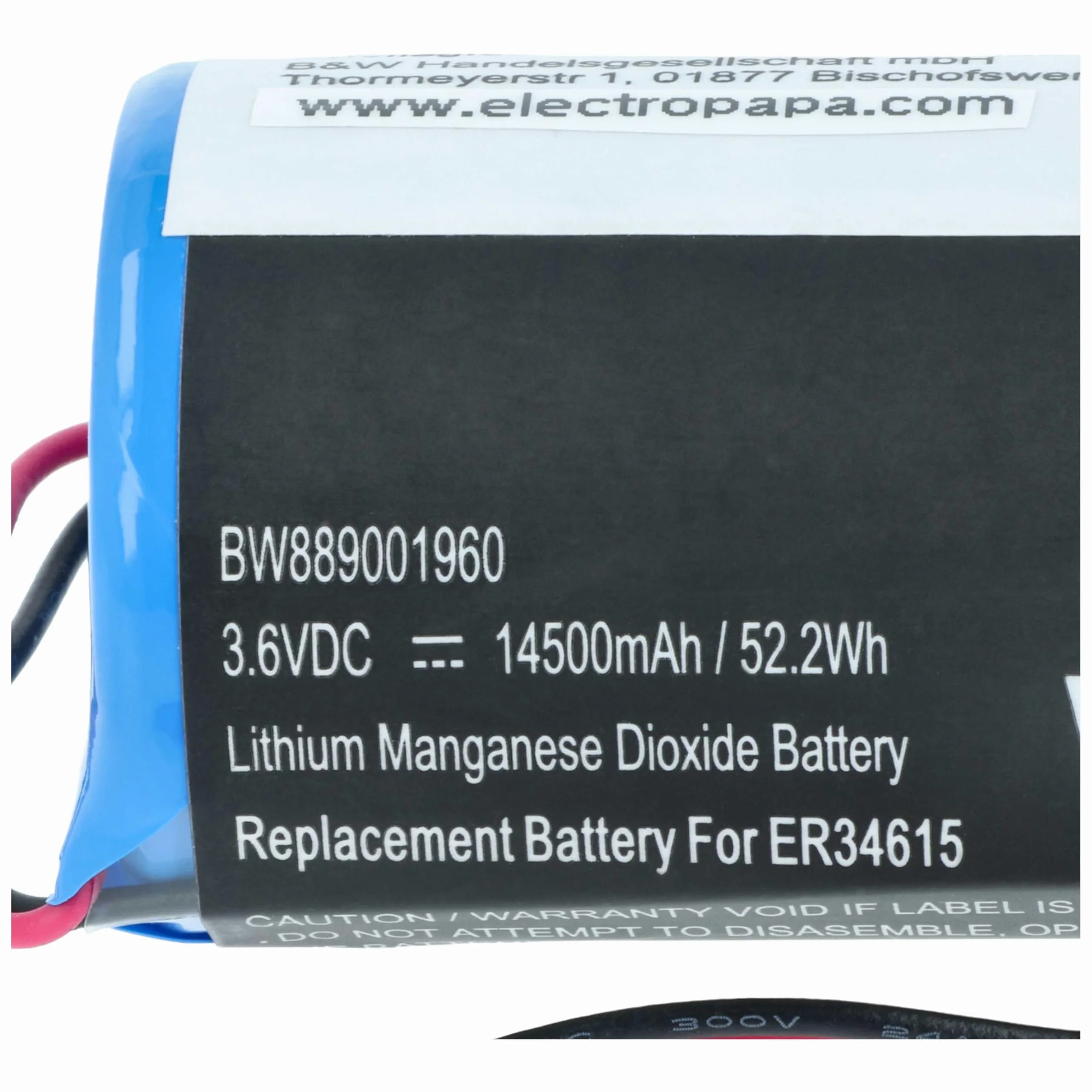 vhbw Bateria kompatybilna z DSC WT4911, system alarmowy IMPASSA, system alarmowy, radiowa syrena zewnętrzna (14500 mAh, 3,6 V, Li-MnO2)