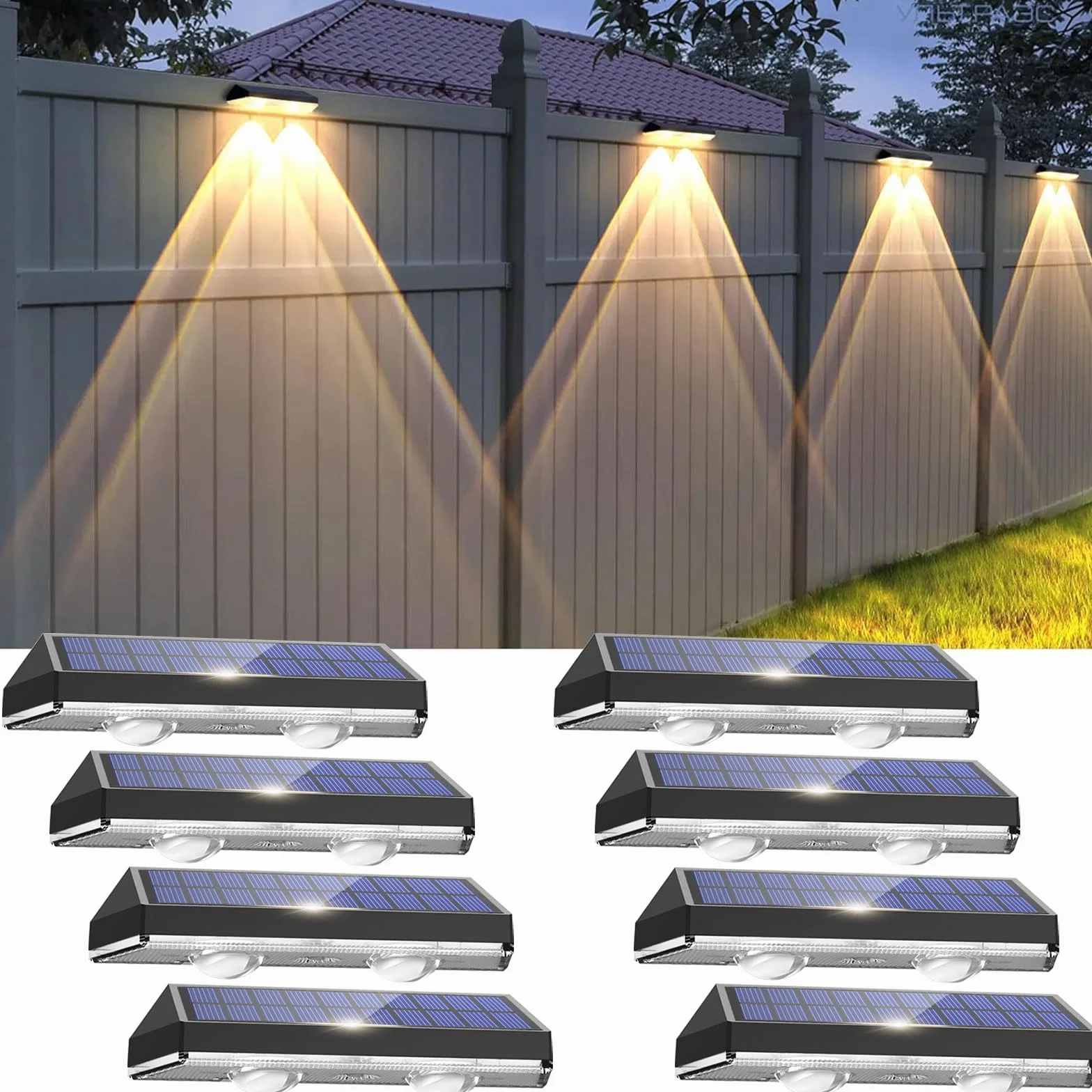 Auting Lampa solarna ścienna IP65 8 szt. 3 tryby ciepłe/zimne białe światło