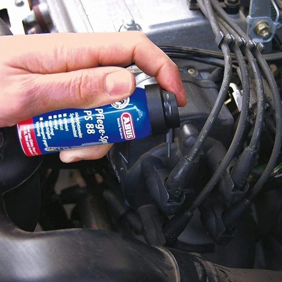 ABUS Spray pielęgnacyjny PS88 – beztłuszczowy smar do cylindrów drzwi, zamków samochodowych, narzędzi – chroni przed wilgocią i oblodzeniem, 300 ml