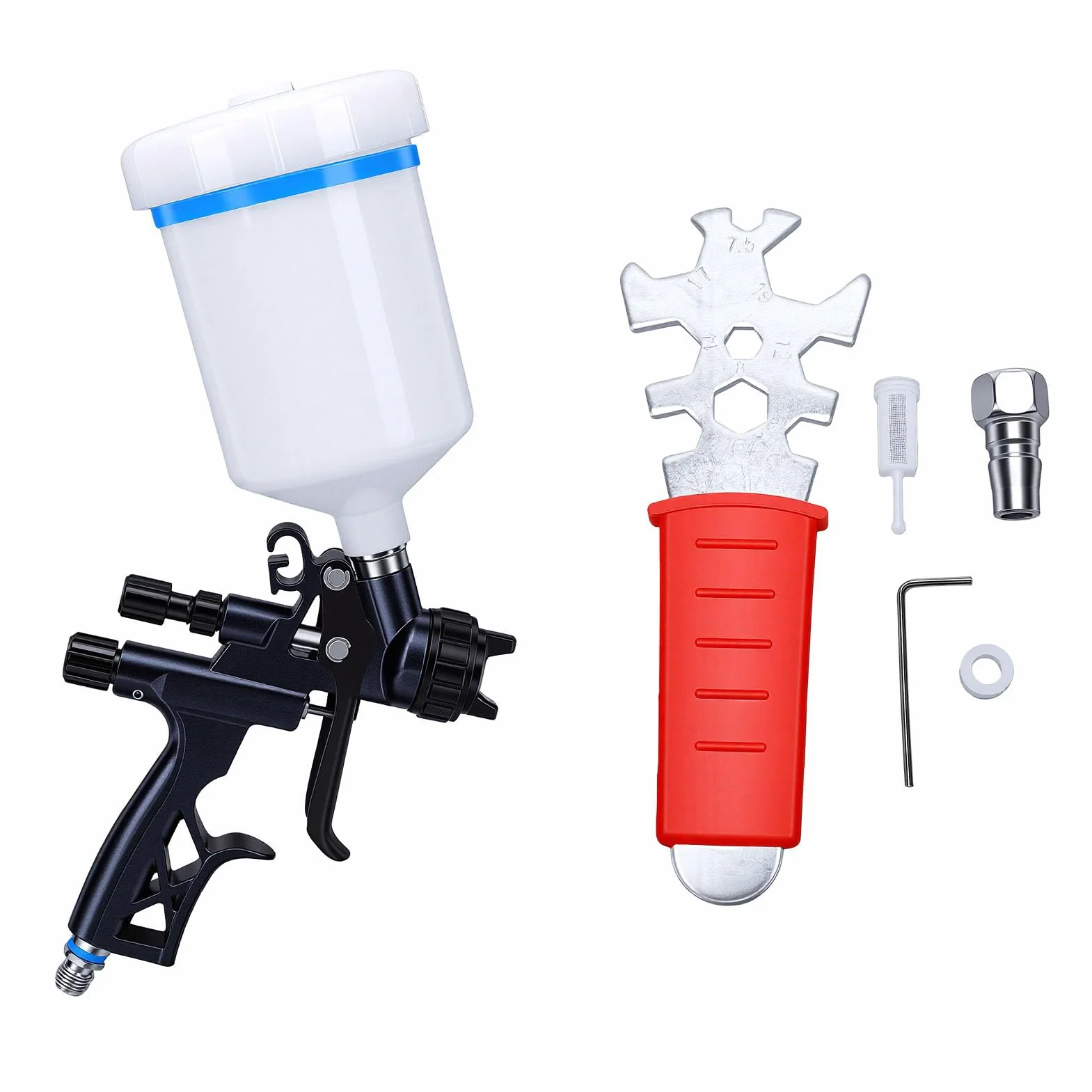 Generic Wysokowydajny Pistolet Natryskowy do zastosowań Motoryzacyjnych i Meblowych z dyszą 1,3 Mm i Kubkiem Wielokrotnego Użytku 600 Ml