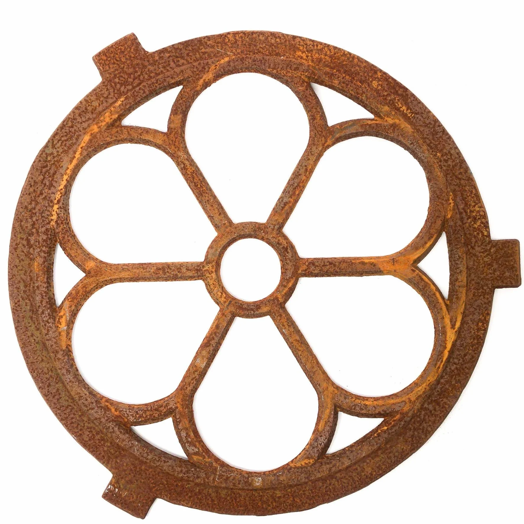 aubaho Nostalgiczne okno kurnika, okrągłe, 60 cm, żelazne, styl antyczny, rdza, okrągłe, żelazne okno
