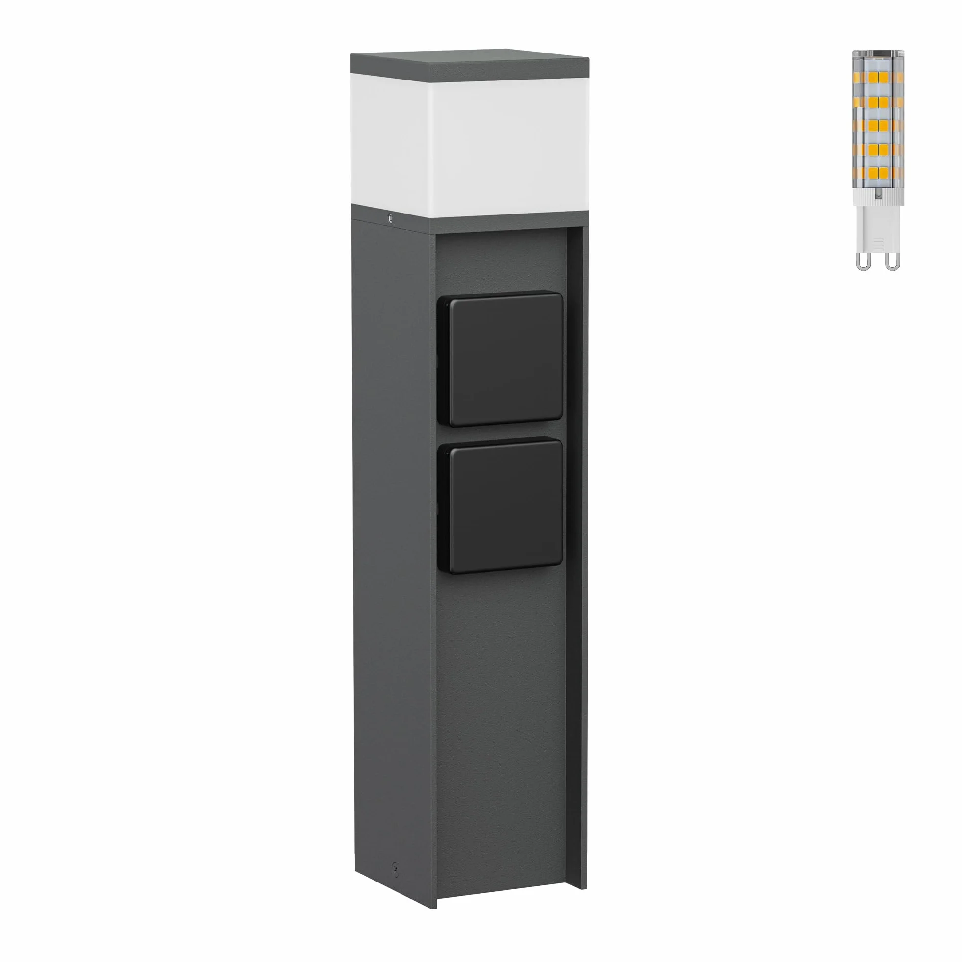 ledscom.de Słupek oświetleniowy PODEL 39 cm antracyt 2 gniazda G9 596 lm biały
