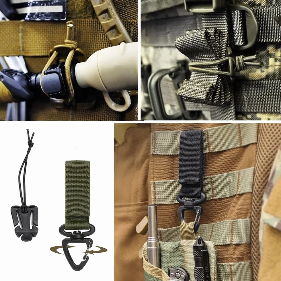 48 sztuk taktycznych klipsów do przekładni zestaw Molle Webbing do plecaka, kamizelki pasa nylonowego, d pierścieniowe blokady Grimlocks, Dominators, elastyczne sznurki i akcesoria Molle