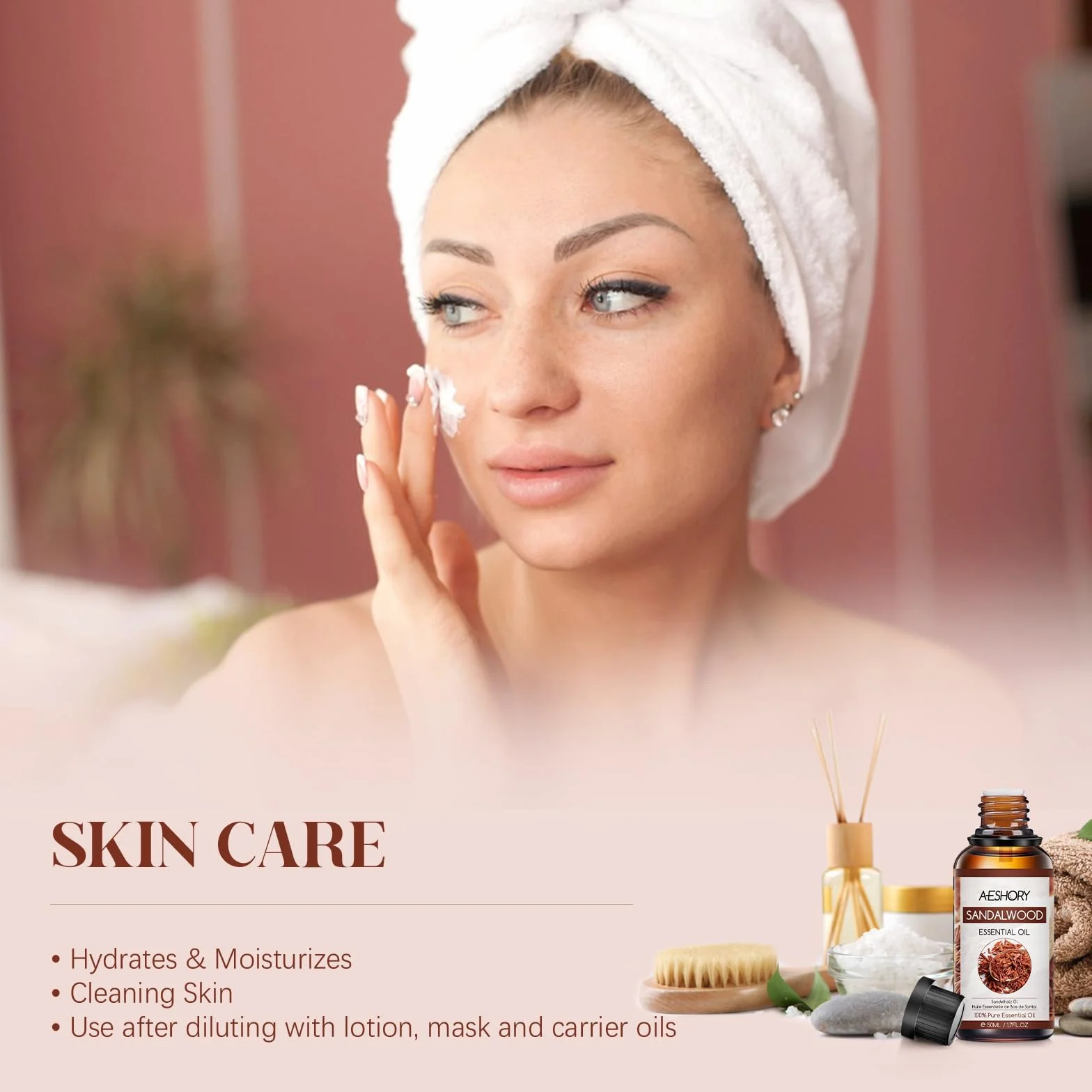 Aeshory Olejek Eteryczny Z Drzewa Sandałowego 50 ml, 100% Czysty, Naturalny Olejek Sandałowy, Idealny Do Dyfuzora, Nawilżacza Powietrza, Aromaterapii, Relaksu, Pielęgnacji Skóry, Perfum I Wyrobu Świec