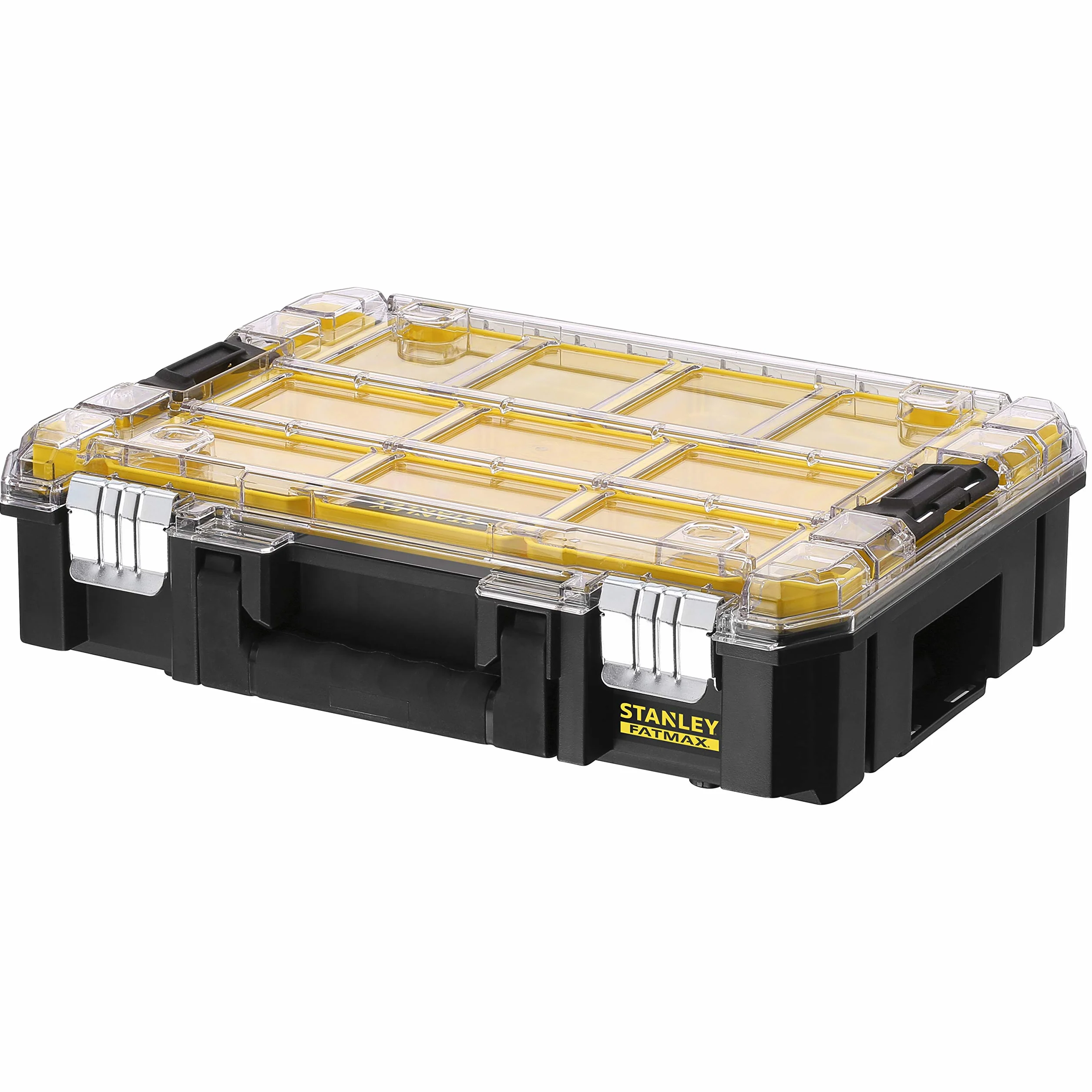 Stanley FatMax FMST82967-1 organizer na narzędzia z przezroczystą pokrywą, z 10 wkładami do sortowania różnych rozmiarów, można łączyć z innymi pudełkami Tstak