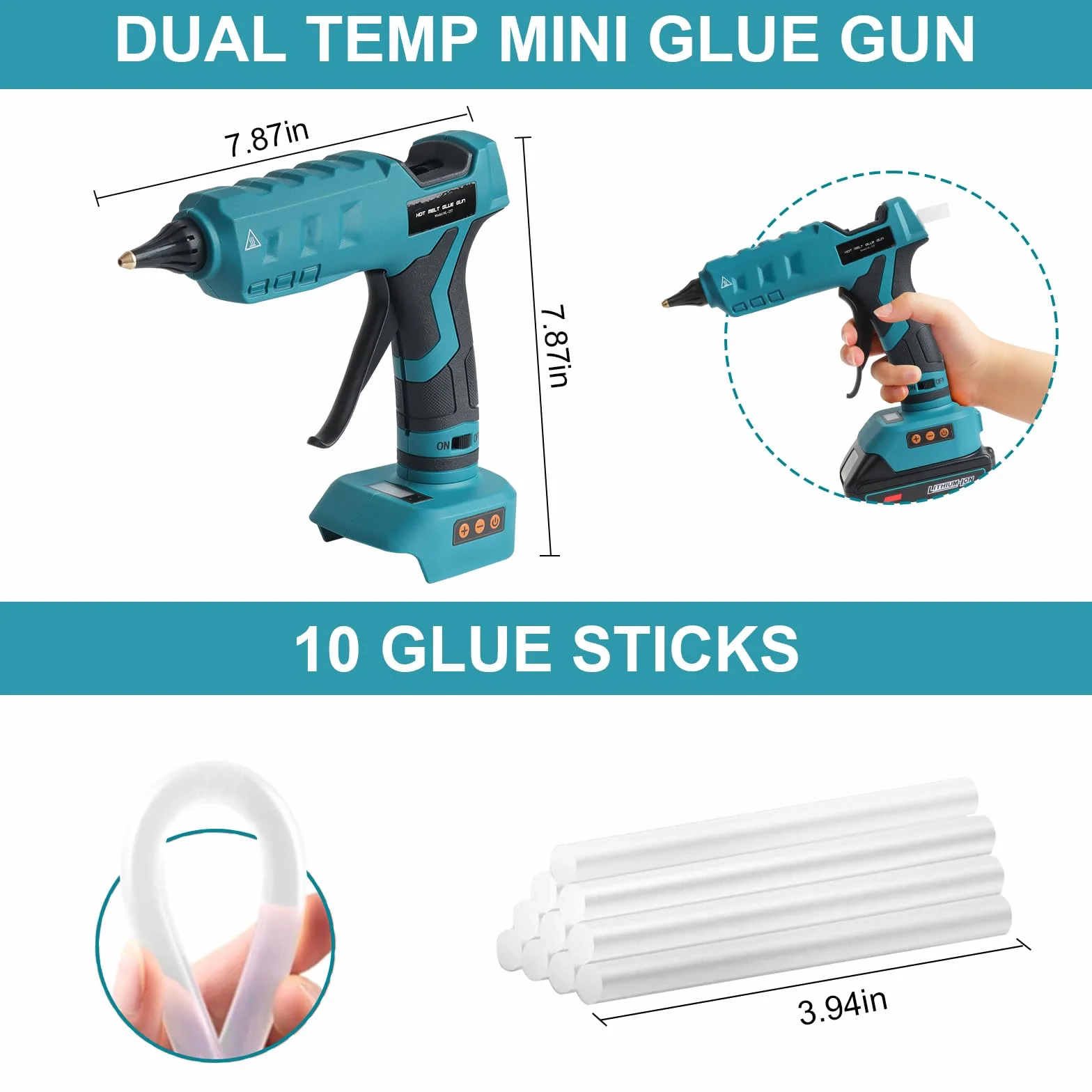 Bezprzewodowy pistolet do klejenia na gorąco Makita 18 V, akumulator 11 mm, szybki czas nagrzewania, wszechstronne zastosowanie i precyzyjna dysza miedziana do projektów DIY, rzemiosła i napraw