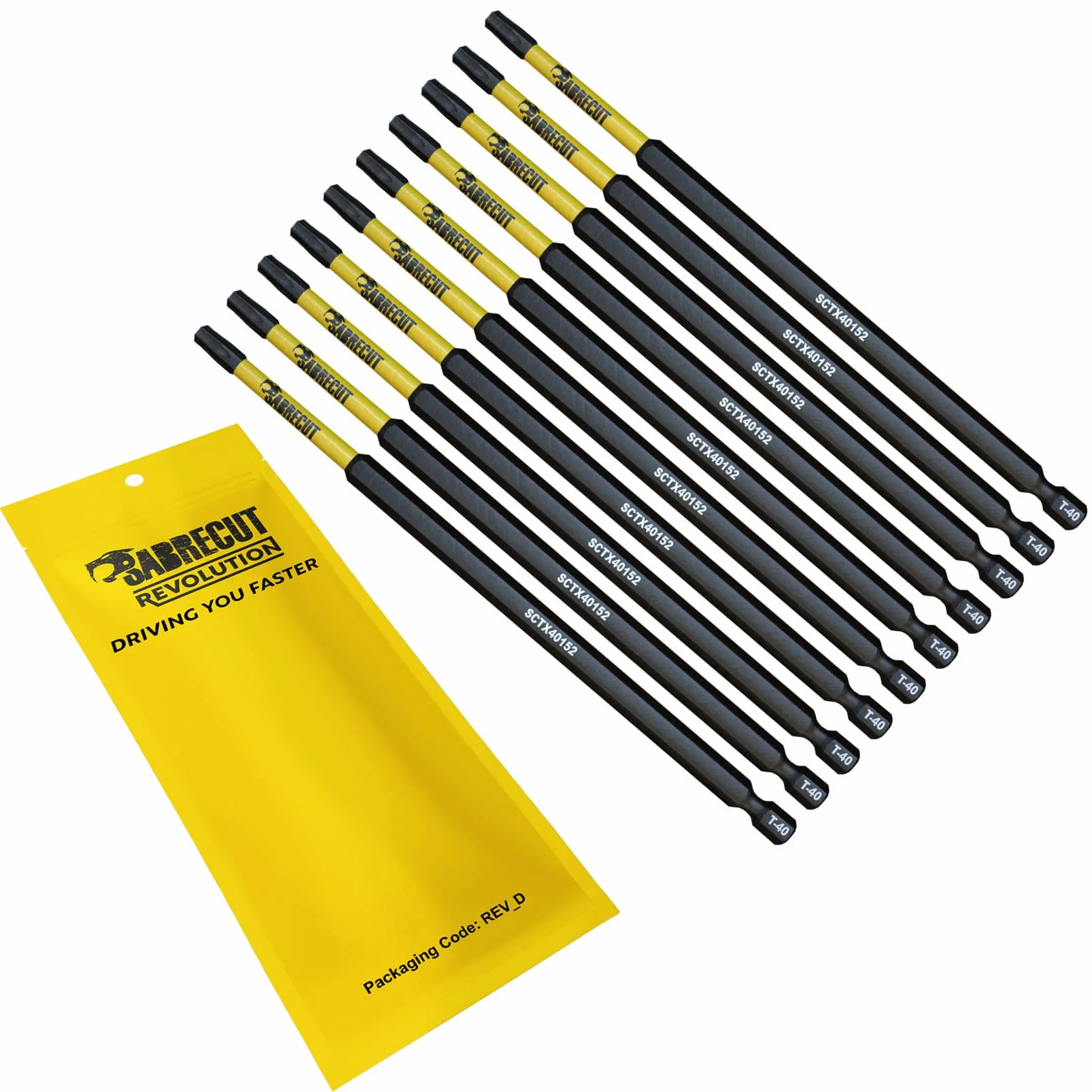 10 x SabreCut SCTX40152_10 152 mm T40 TX40 Zestaw końcówek wkrętaków magnetycznych Torx Heavy Duty Kompatybilny z Dewalt Milwaukee Bosch Makita i nie tylko