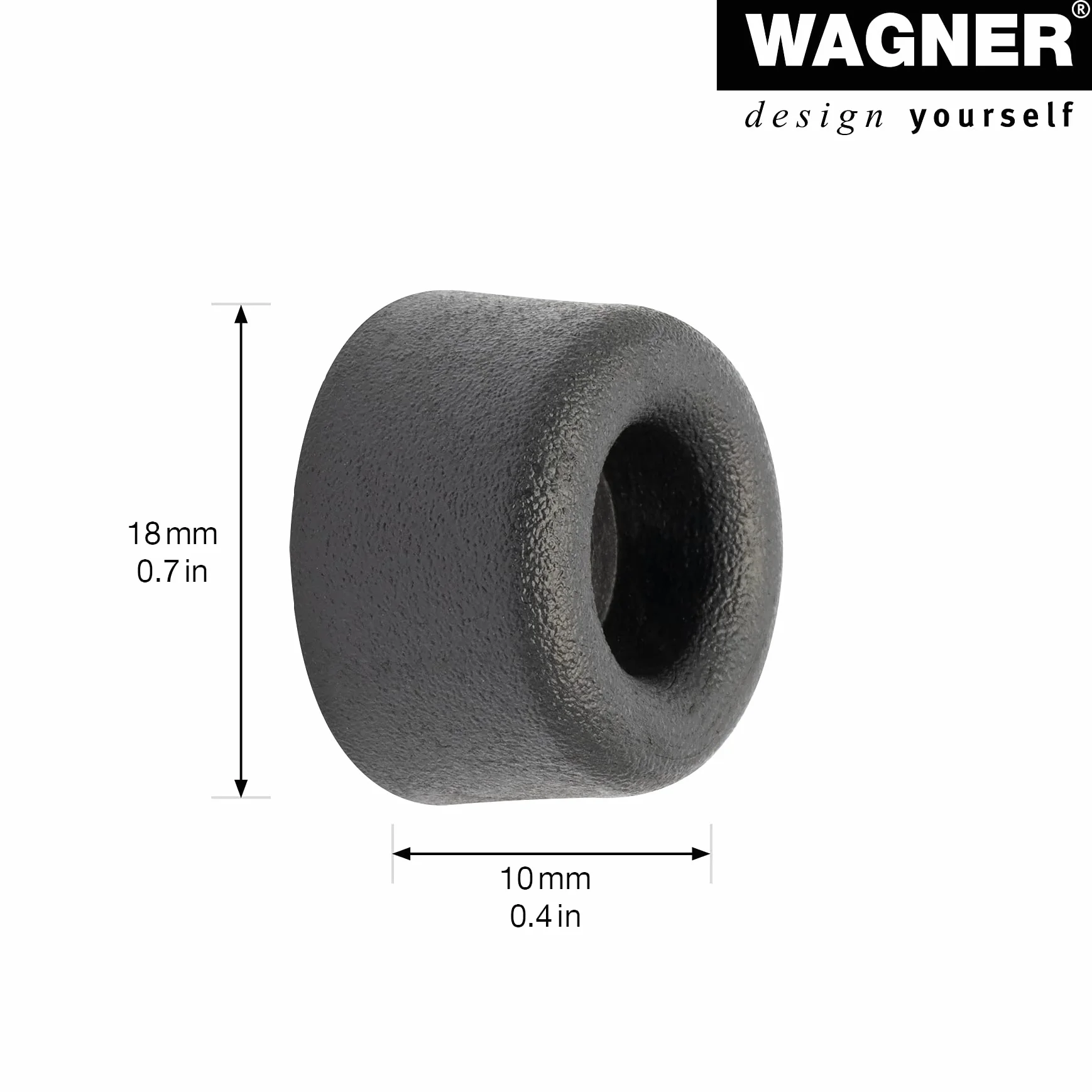 WAGNER Stoper do drzwi ściennych VULKANO MINI 4-częściowy zestaw - średnica Ø 20 x 10 mm, odbojniki z wysokiej jakości pełnej gumy, czarny, do wkręcania - 15501004