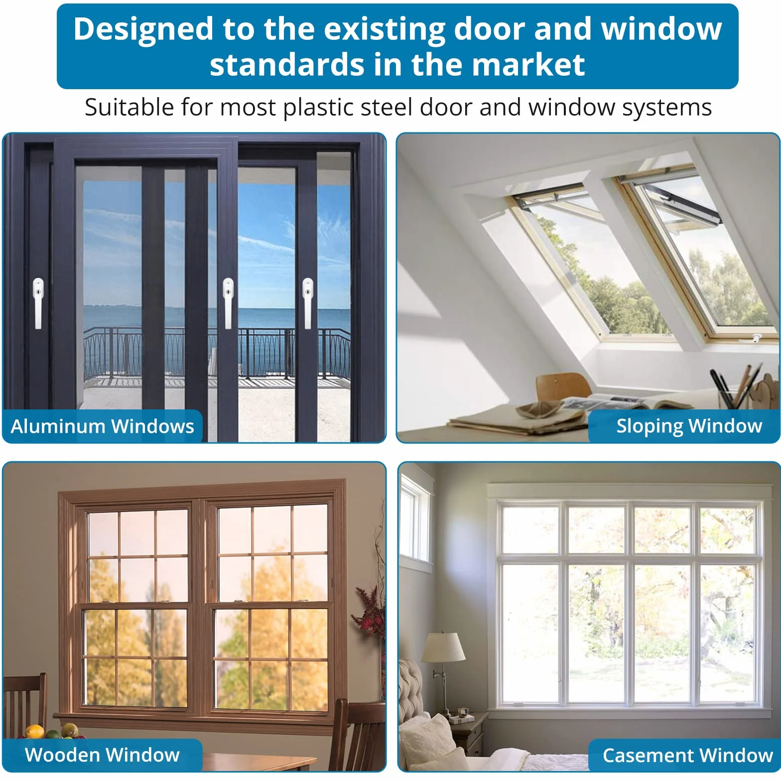 AUTOUTLET 4 szt. Zamykane klamki do okien Biały aluminiowy uchwyt do drzwi balkonowych Windows z 8 śrubami i 8 kluczami pasuje do wszystkich powszechnie stosowanych okien i drzwi balkonowych