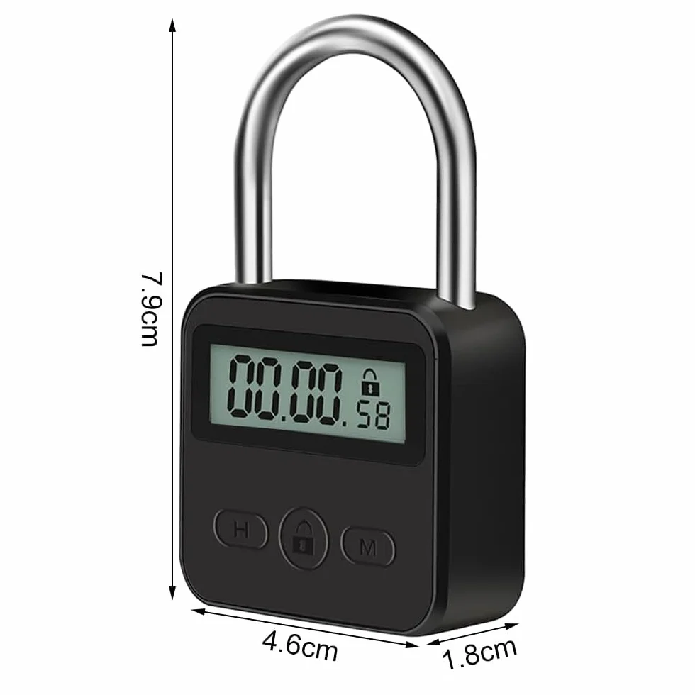 Cyfrowy zamek czasowy, Smart Time Lock z wyświetlaczem LCD, bezpieczna kłódka kuchenna, możliwość ponownego ładowania przez USB, inteligentna kłódka czasowa zapobiega złym nawykom