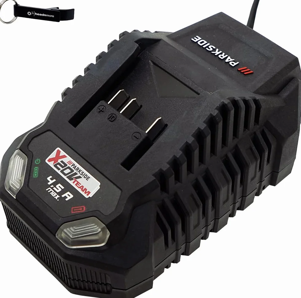 HEADNMORE Bundle – Parkside 20 V 4,5 A ładowarka PLG 20 (bez akumulatora) 120 W + HEADNMORE breloczek do kluczy