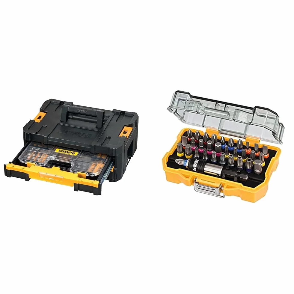 Dewalt DT71569-QZ Uniwersalny Zestaw Skrzynek Narzędziowych, Wielokolorowy & Zestaw Bitów/Końcówek Wkrętarskich DT7969 DeWalt (32 el.)