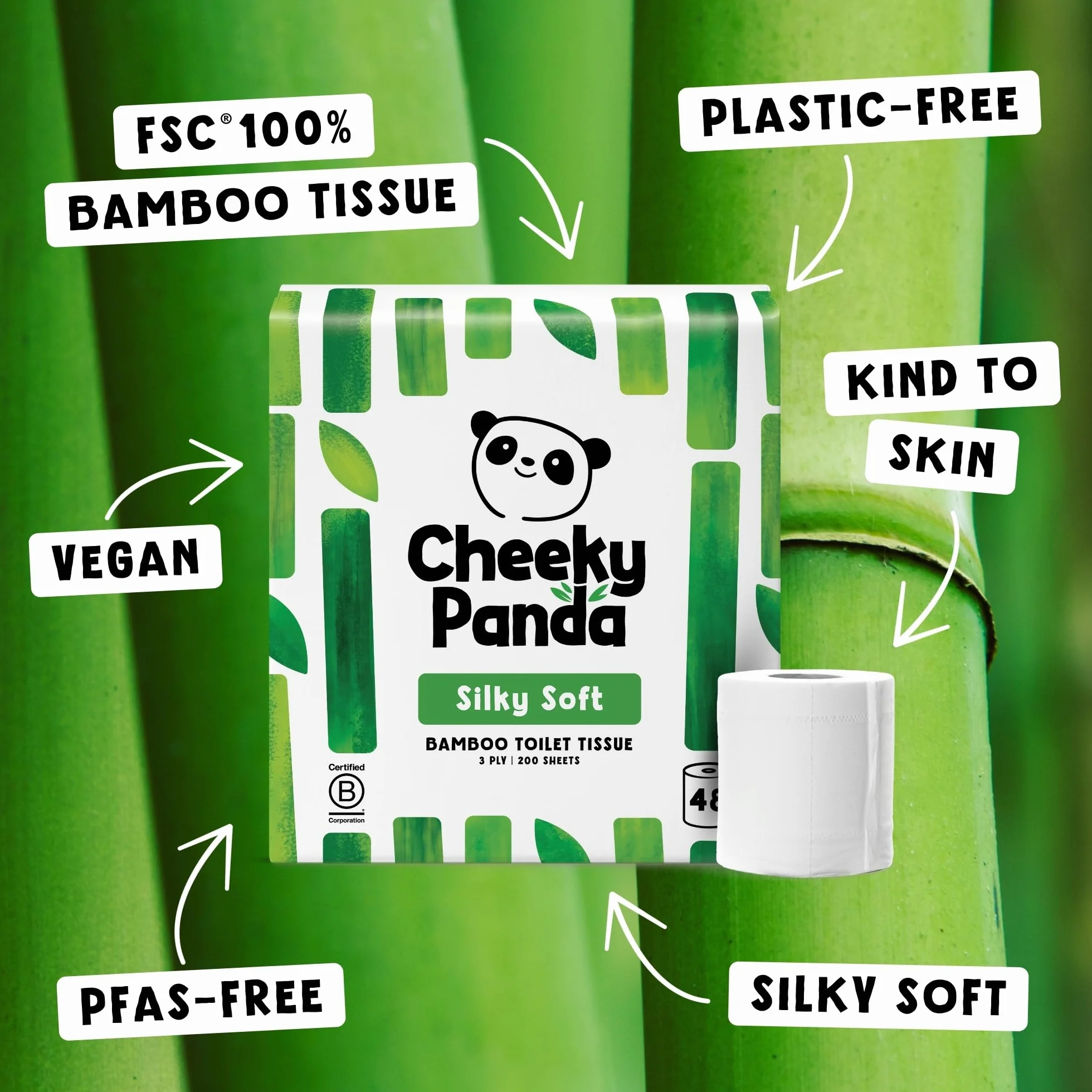 The Cheeky Panda 5060561630202 Papier Toaletowy, 48 Rolek, Biały