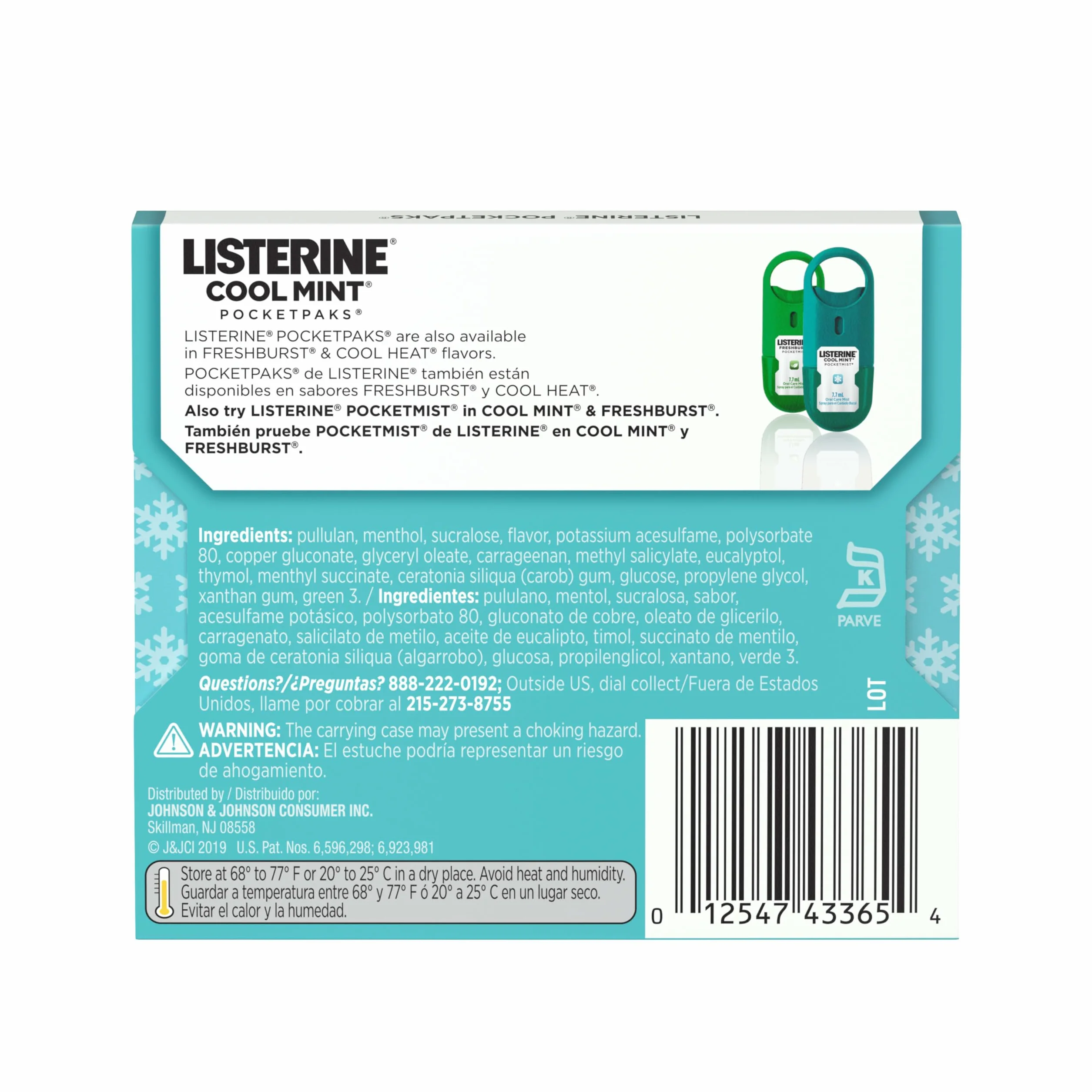 Listerine Pocketpaks zestaw 12 opasek do oddychania, świeża mięta, 24 szt