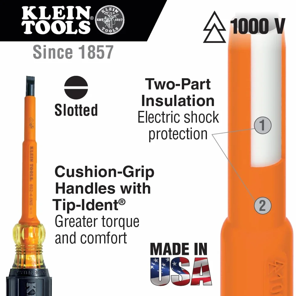 KLEIN TOOLS 2-częściowy zestaw 10 cm izolowanych śrubokrętów Klein Tools 33532-INS