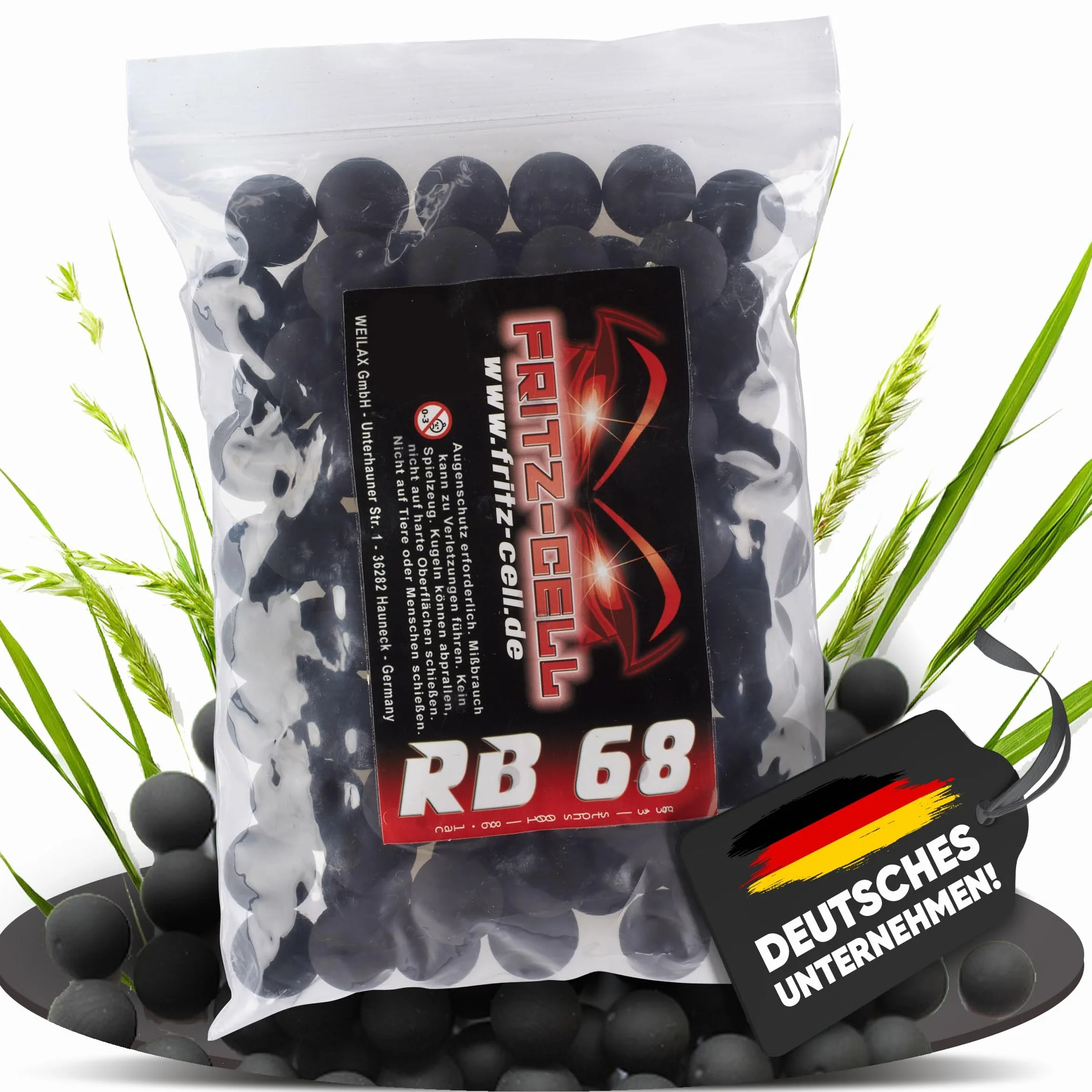 100 x Rubberballs Cal.68 black gumowe pociski Fritz-Cell kompatybilne z T4E HDS68