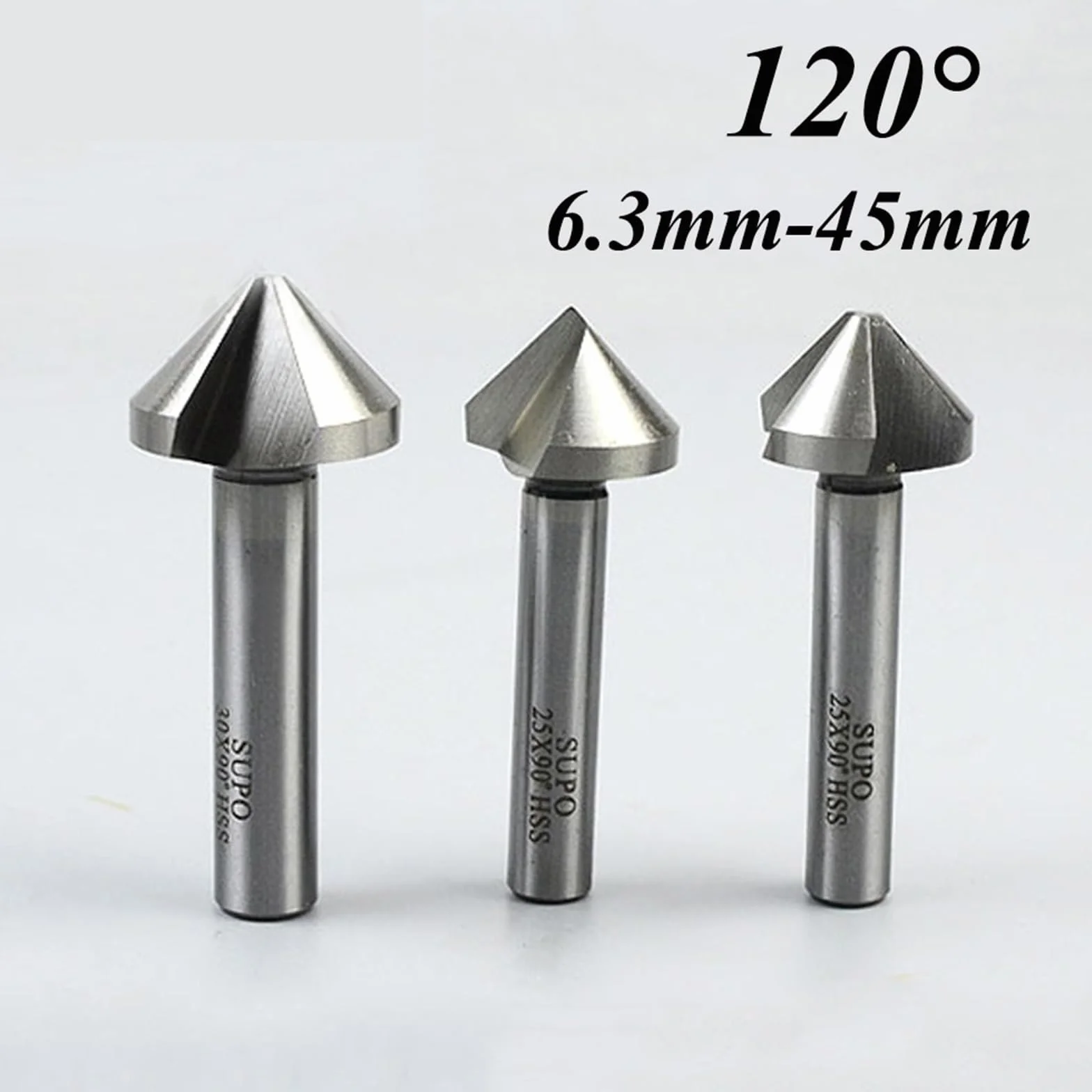 6,3-45 mm HSS 3-ostrzowe wiertło fazowe 120 stopni (rozmiar: 35 mm)