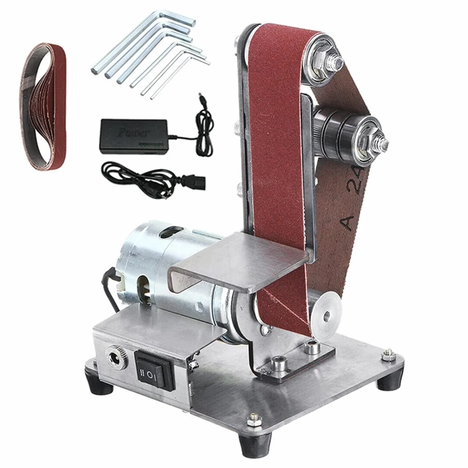Diy Mini Elektryczna Szlifierka Taśmowa, Szlifowanie Polerowanie Szlifierka Taśmowa Do Metalu Drewno Tworzywo Sztuczne, Ostrzałka Do Krawędzi Noża, Narzędzie Do Szlifowania Blatu Z Kluczami Pas Pias