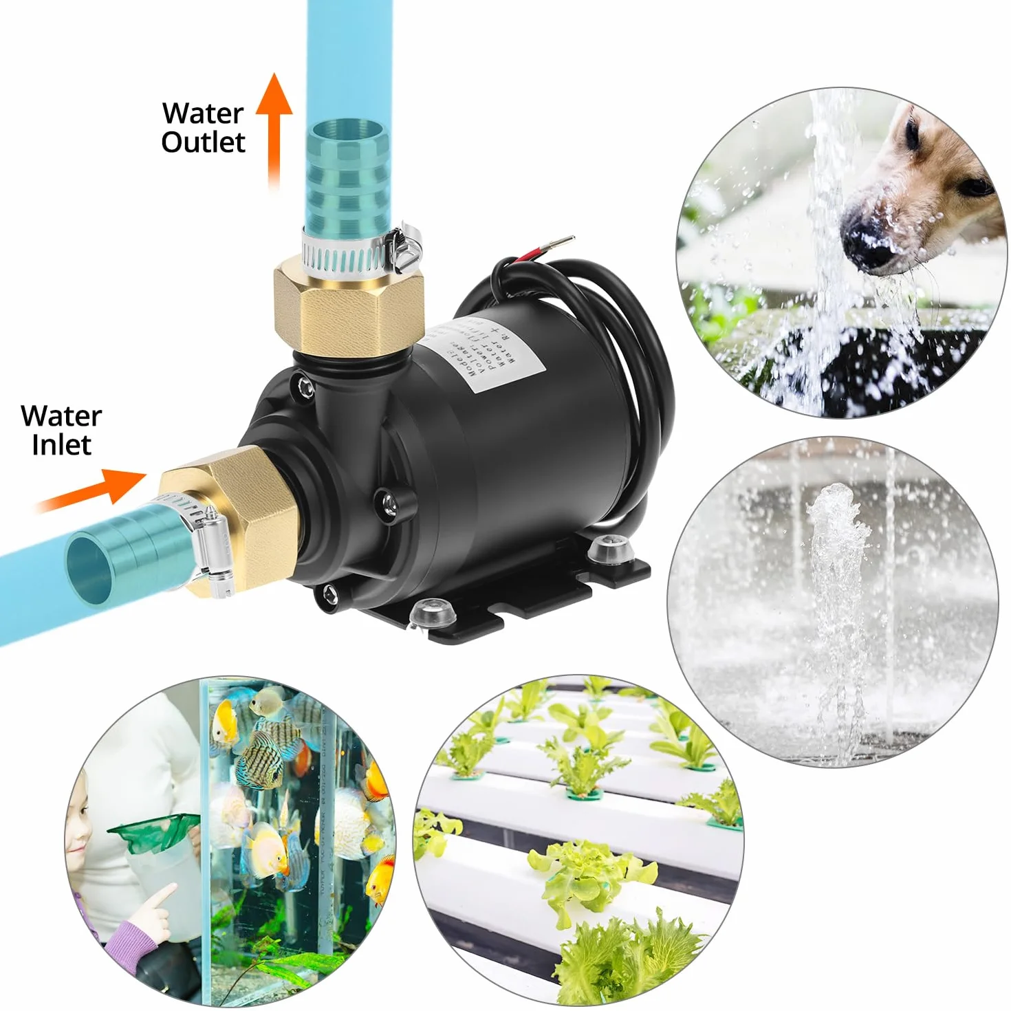 QWORK Bezszczotkowa pompa wodna DC 12 V 800 l/h, cicha pompa głębinowa z rdzeniem ceramicznym do akwarium, rdzenia pompy i zbiorników rybnych